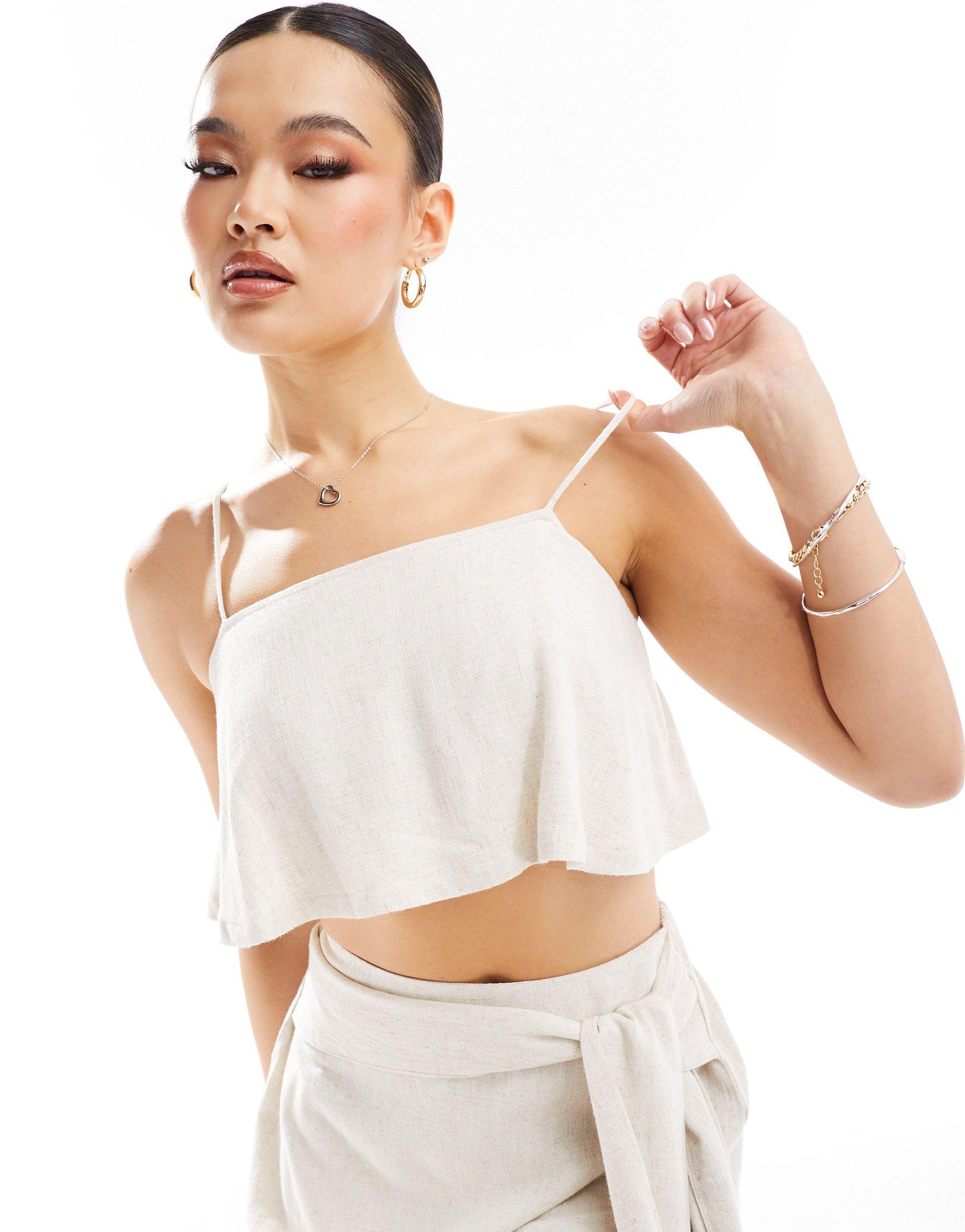 Salvador Two Piece Set - Linen Look Sleeveless Crop Top and High