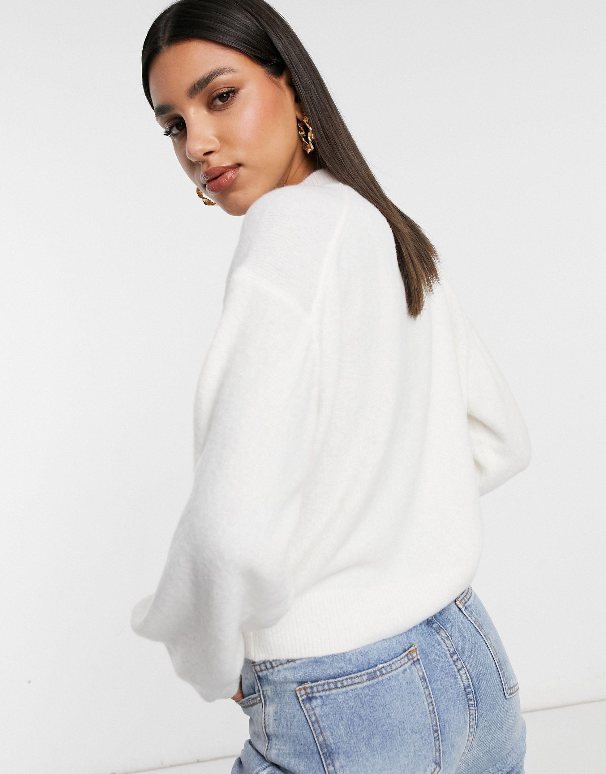 Weekday aggie Knitted Sweater in White 