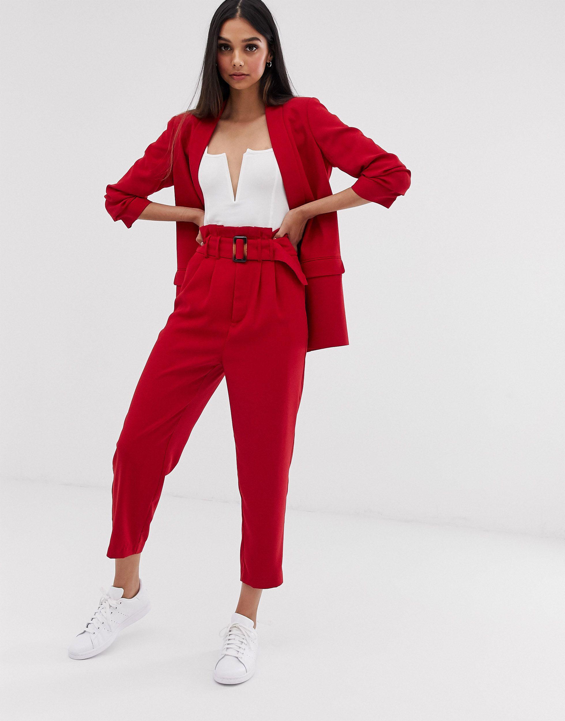 Pantalones Stradivarius de Denim de color Rojo | Lyst