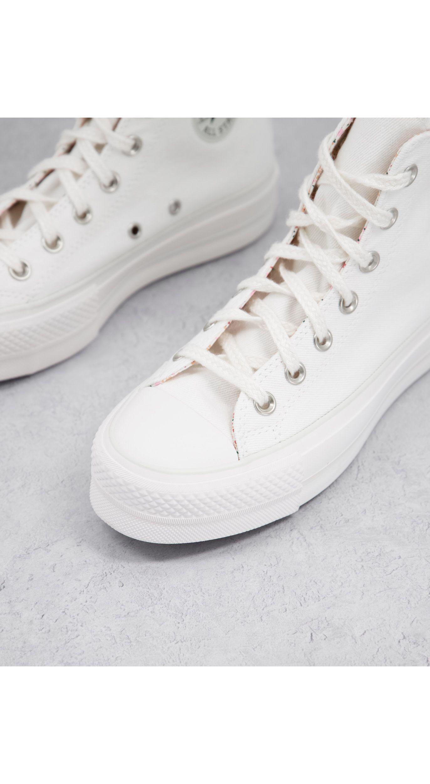 Converse Chuck Taylor Lift Hi Trainers With Floral Details in White | Lyst  Australia