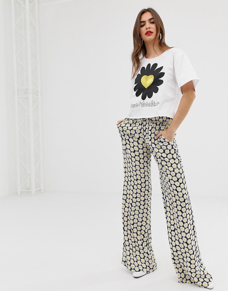 Love Moschino Daisy Print Flared Pants in Yellow Lyst