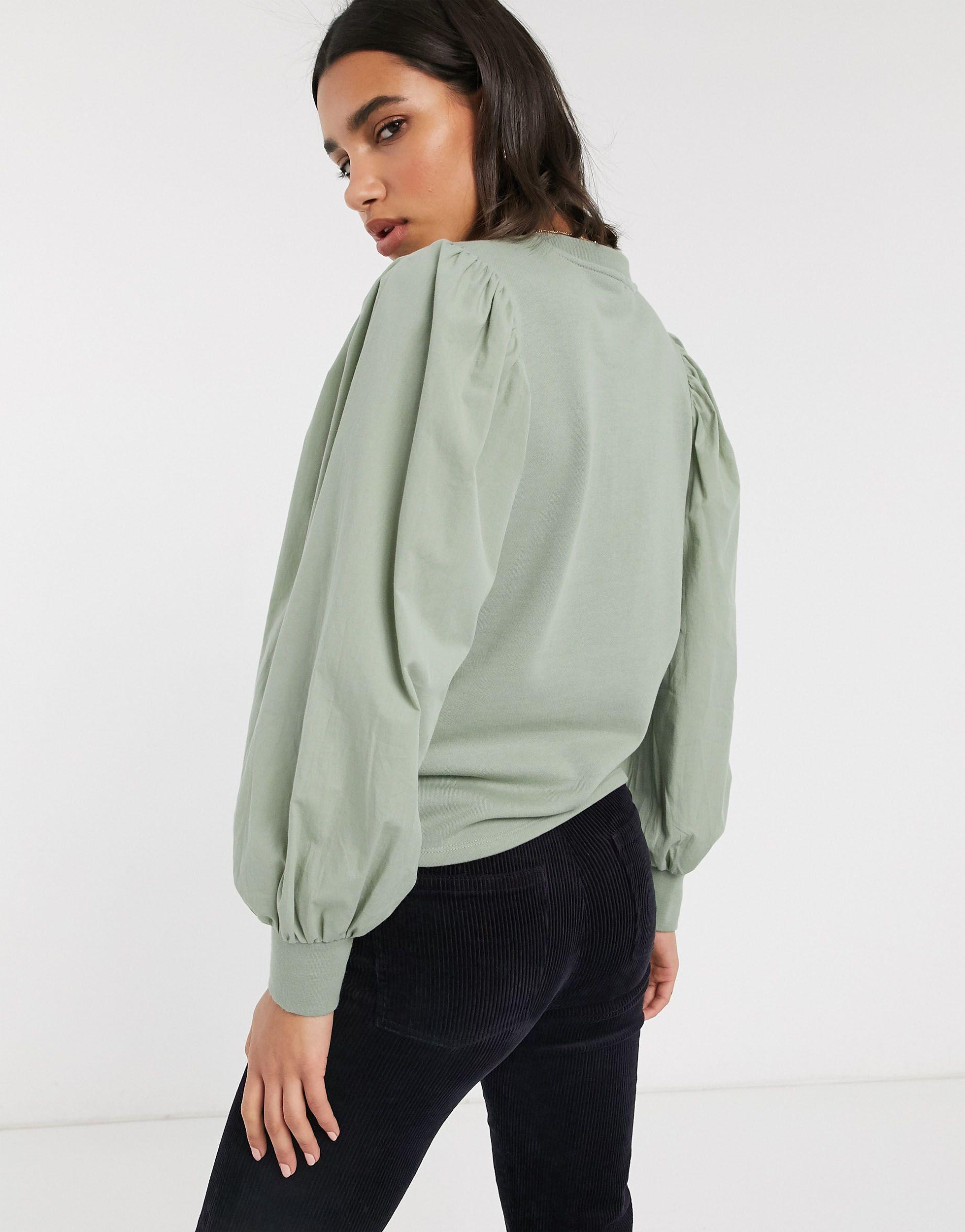 Sudadera con mangas Stradivarius de Algodón de color Verde | Lyst