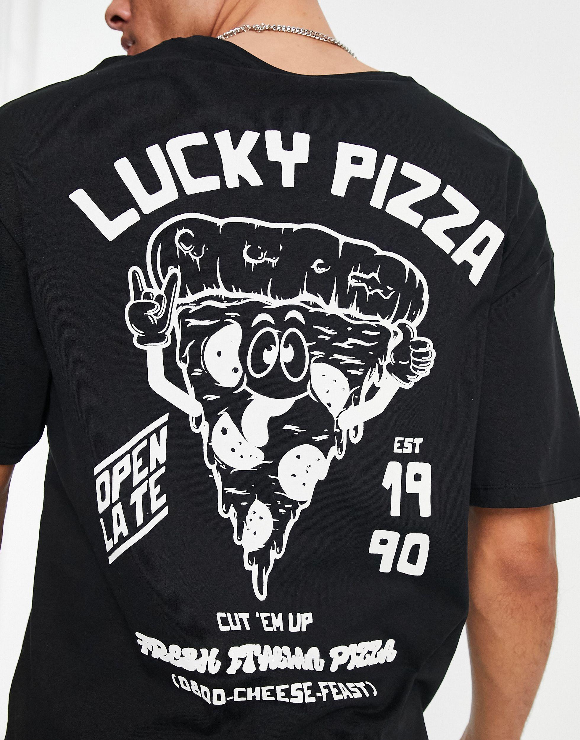 Jack & Jones Originals Oversized T-shirt With Pizza Back Print in Black for  Men | Lyst