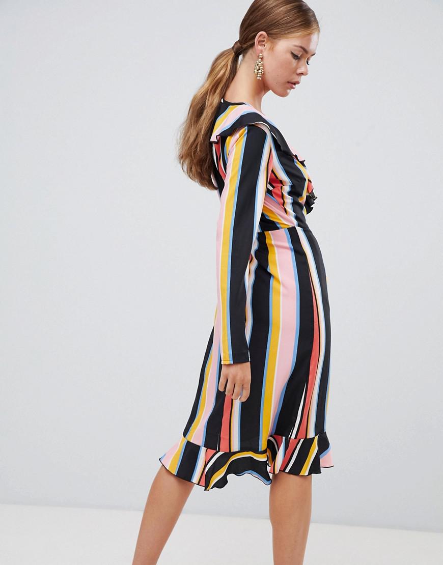 ruffle trim wrap dress