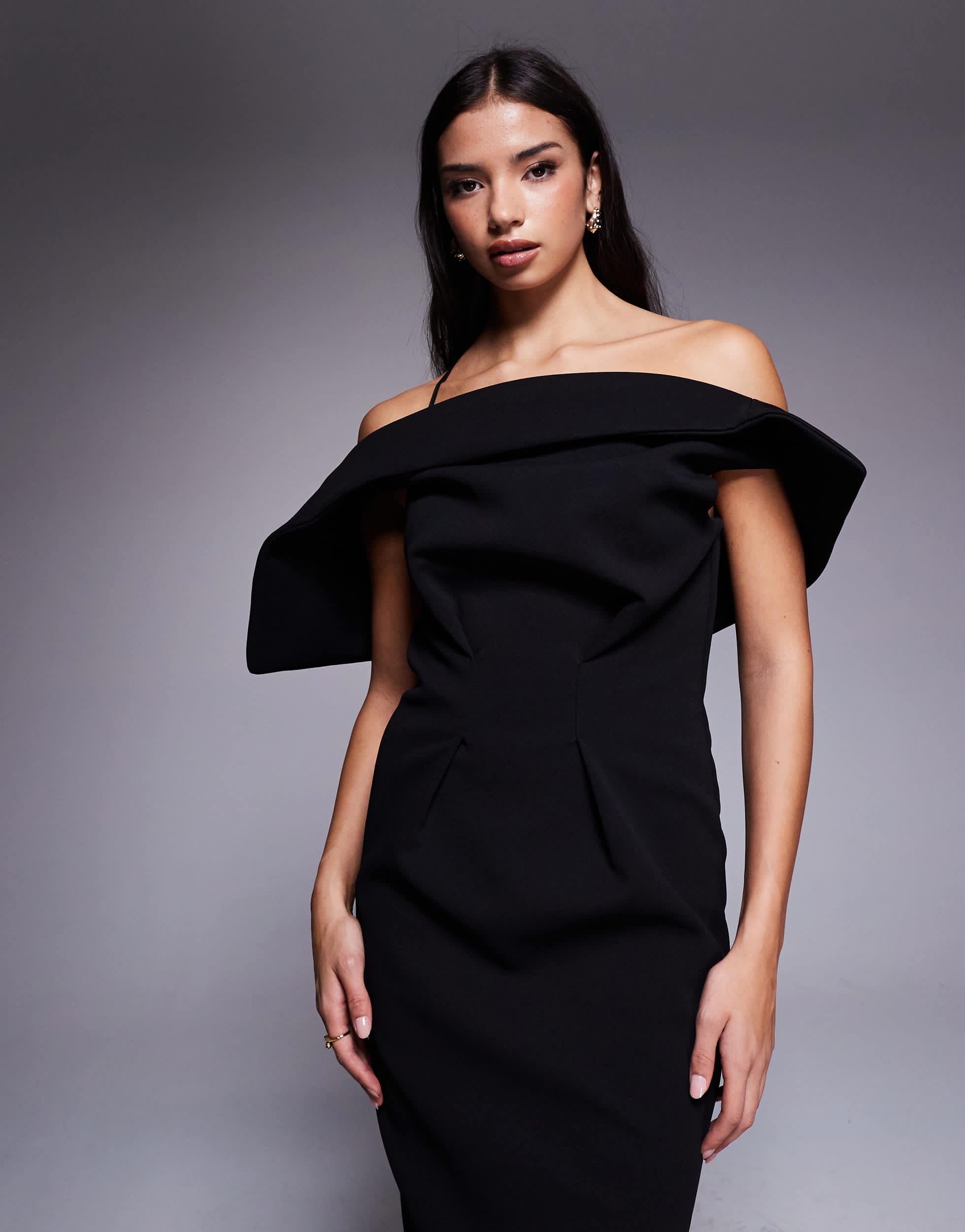 Manches Longues Asos Petite Robe Noire ASOS DESIGN Robe Longue