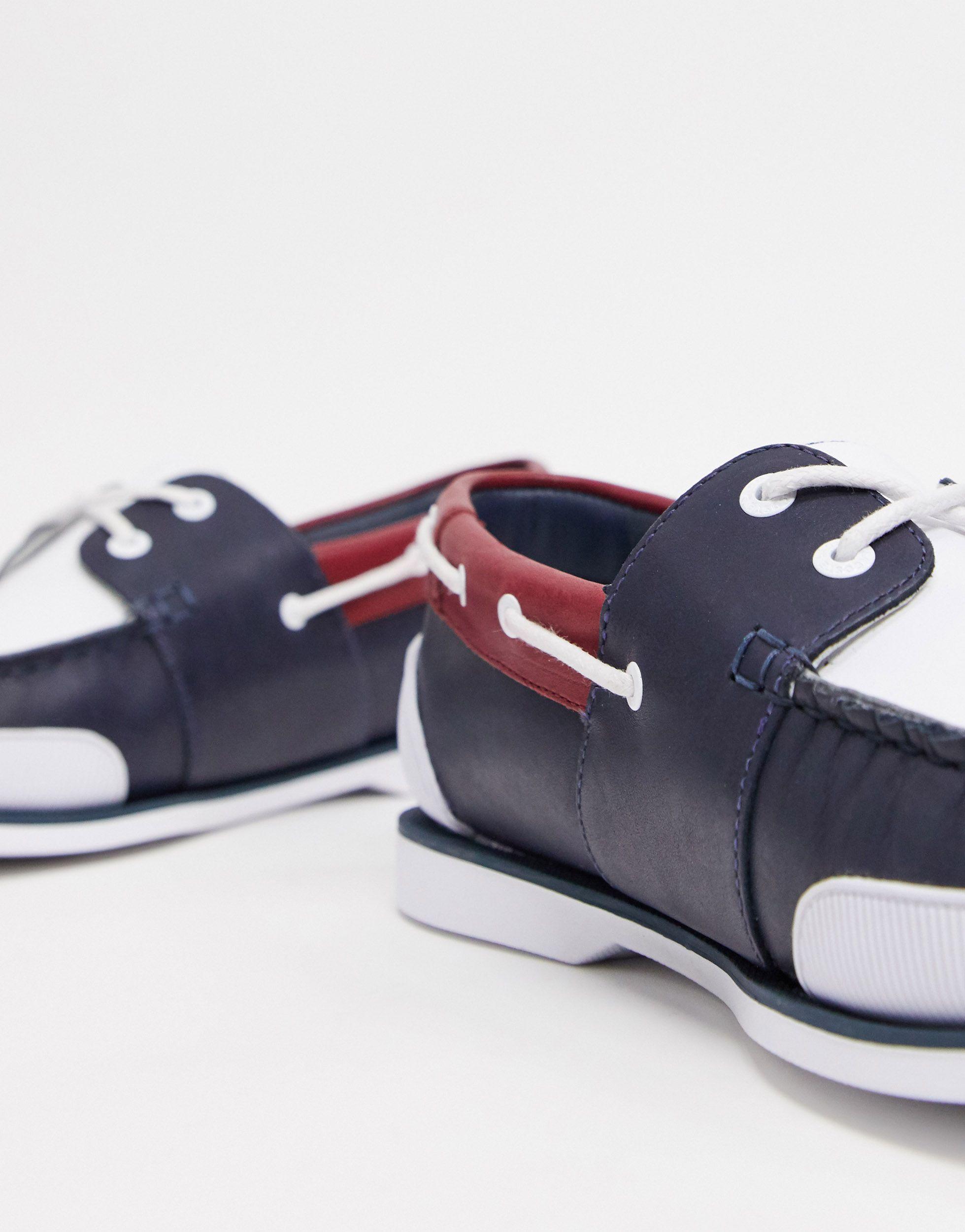 Lacoste Nautic Boat Shoes Tricolore Leather in White for Men | Lyst