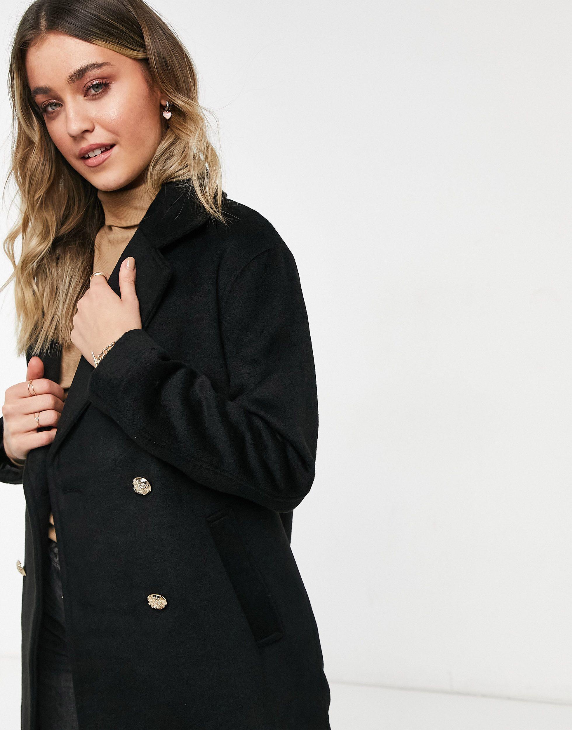 Women's black coat with gold buttons Clearance