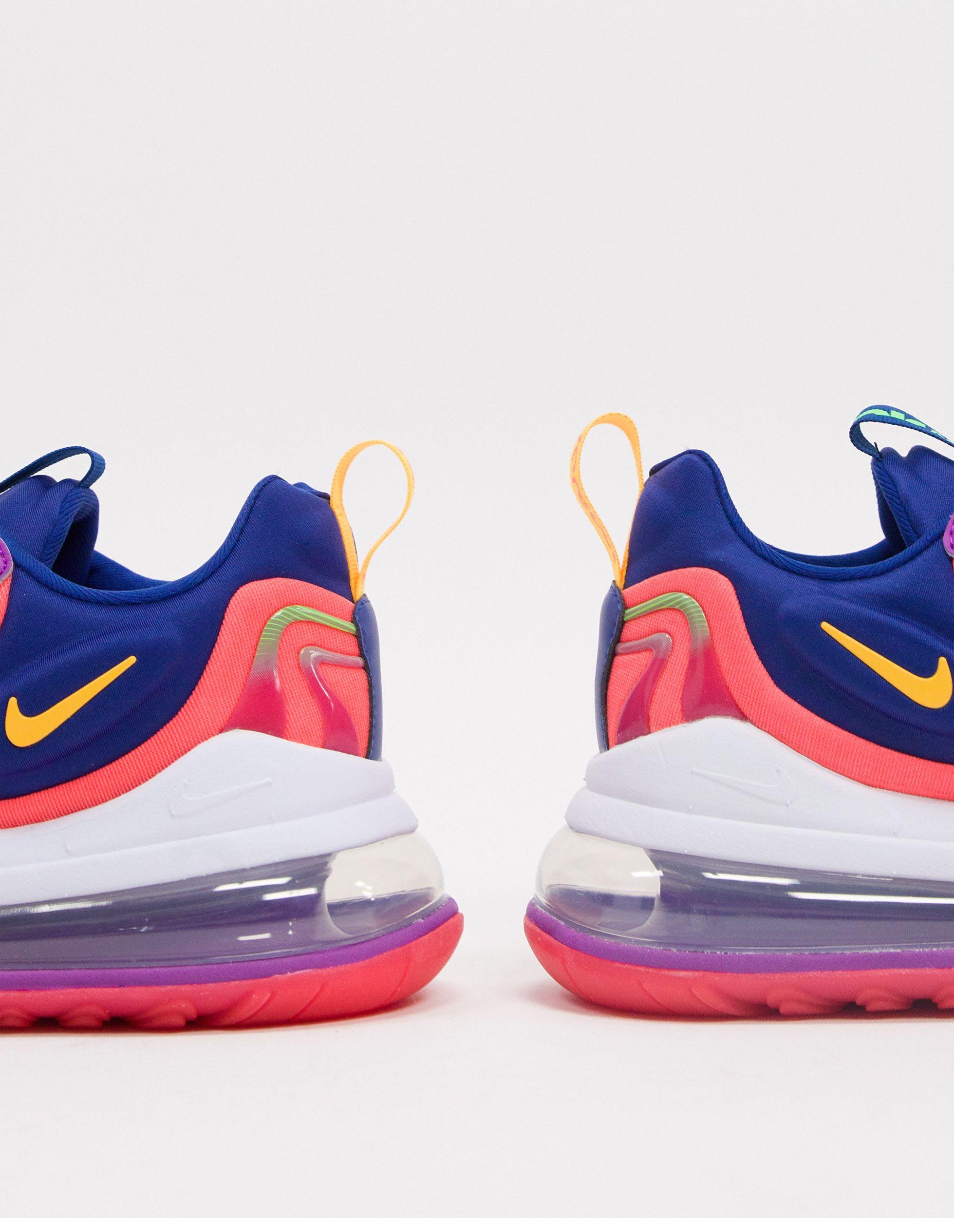 nike red and pink air max 270 react sneakers