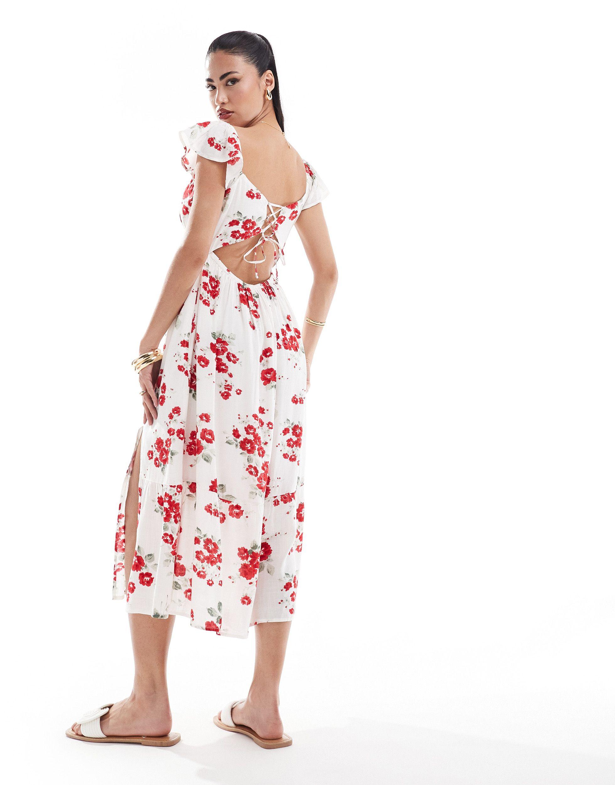 Floral Hollister Lace Dress Buy Hollister Smocked Waist Maxi White