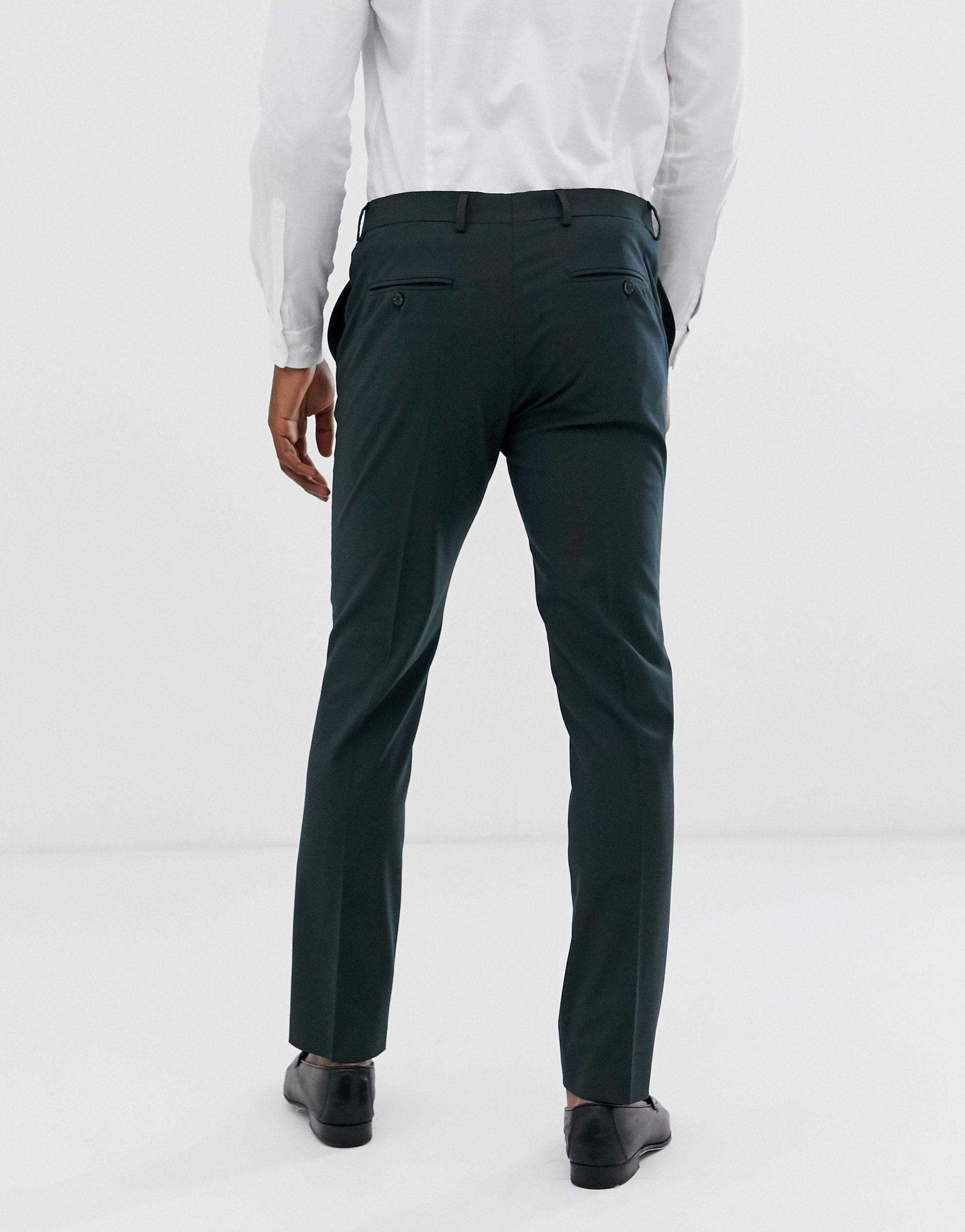 SELECTED Synthetic Slim Fit Suit Trousers With Stretch in Green for Men Lyst