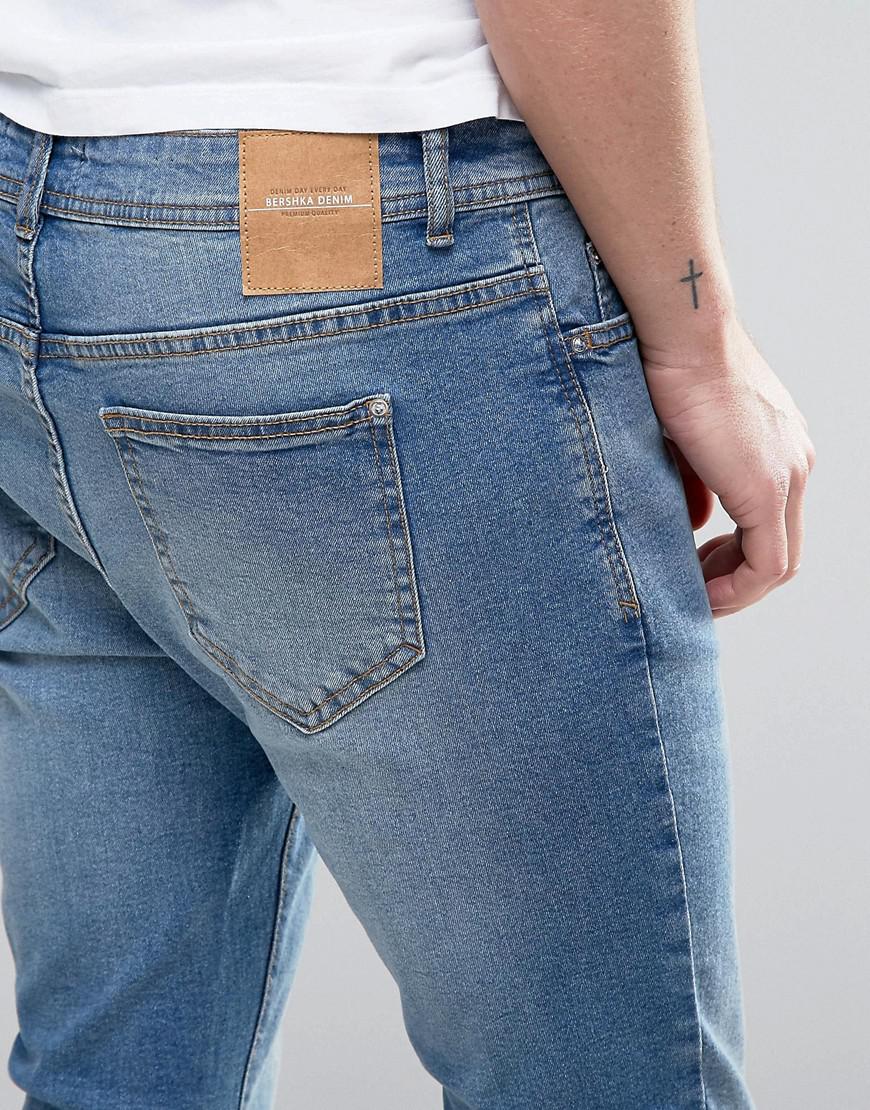 Lyst Bershka Super Skinny Jeans In Mid Wash in Blue for Men