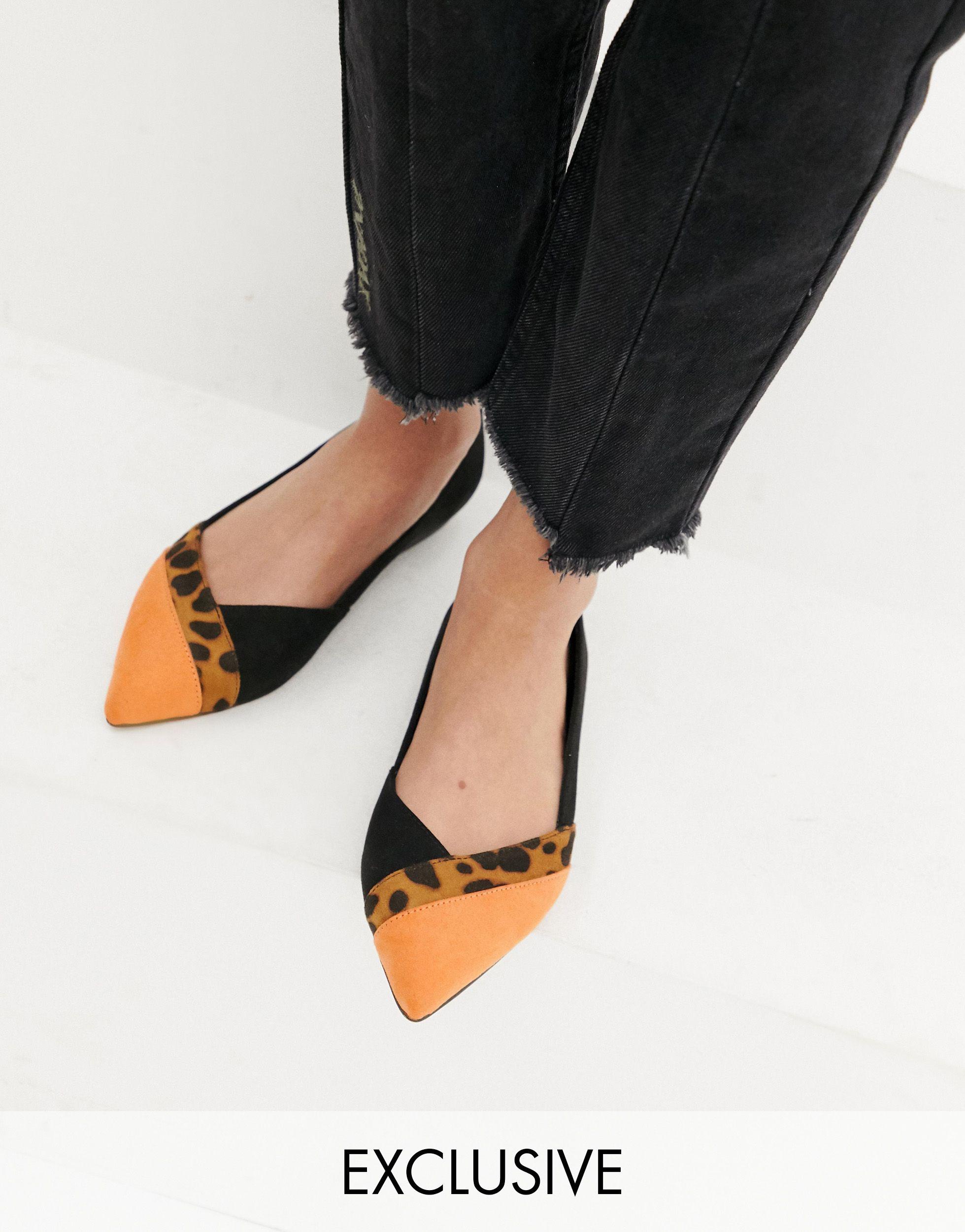 Vibrant Pointed Ballet Flats in Black 