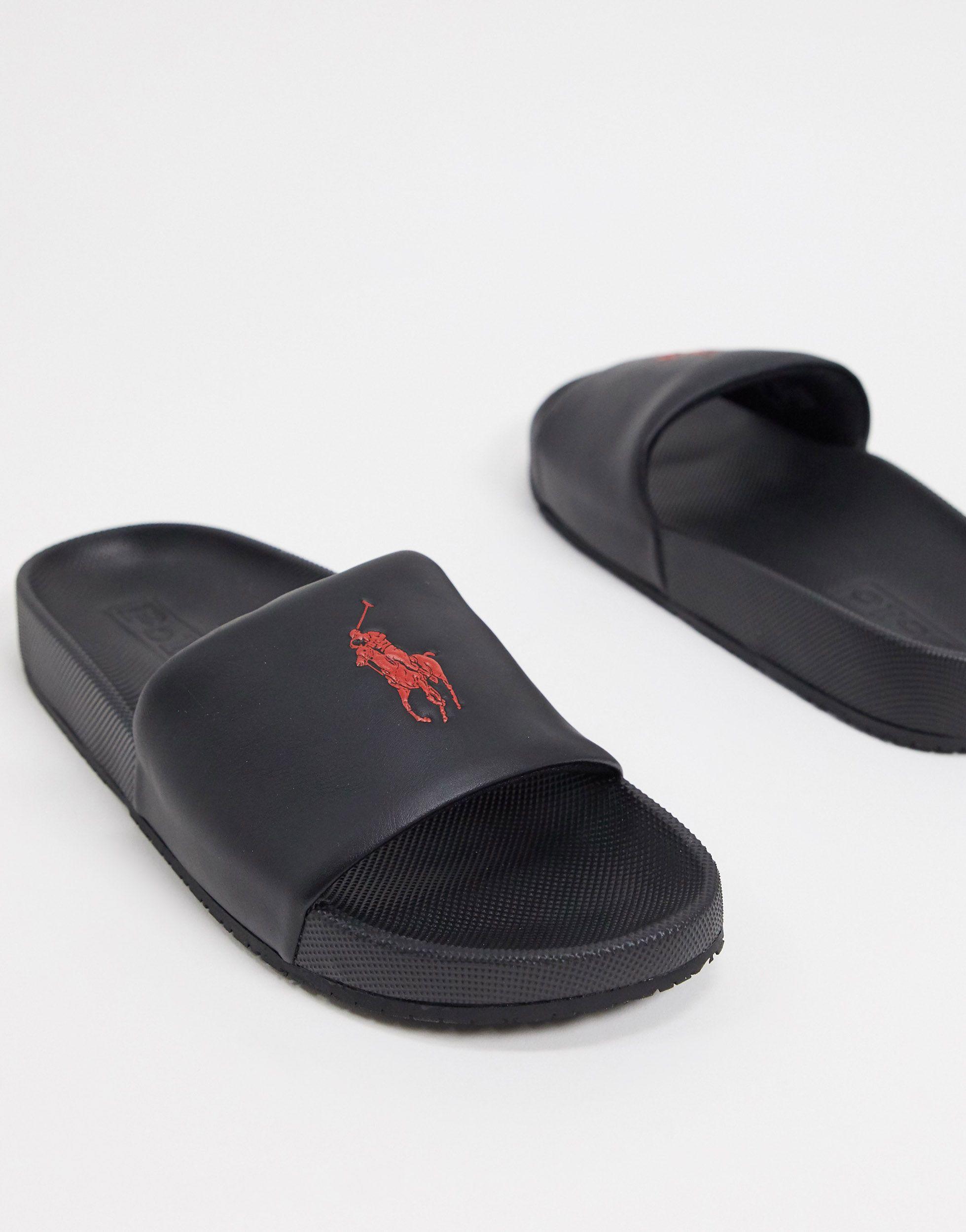 Sandalias negras con logo rojo de -Negro Polo Lauren de hombre de color Negro | Lyst