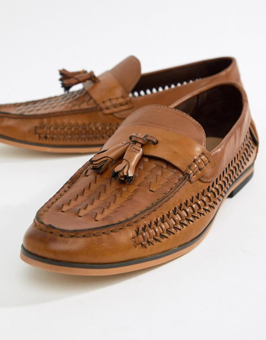 BoohooMAN Denim Faux Leather Weave Loafers in Tan (Brown) for Men Lyst