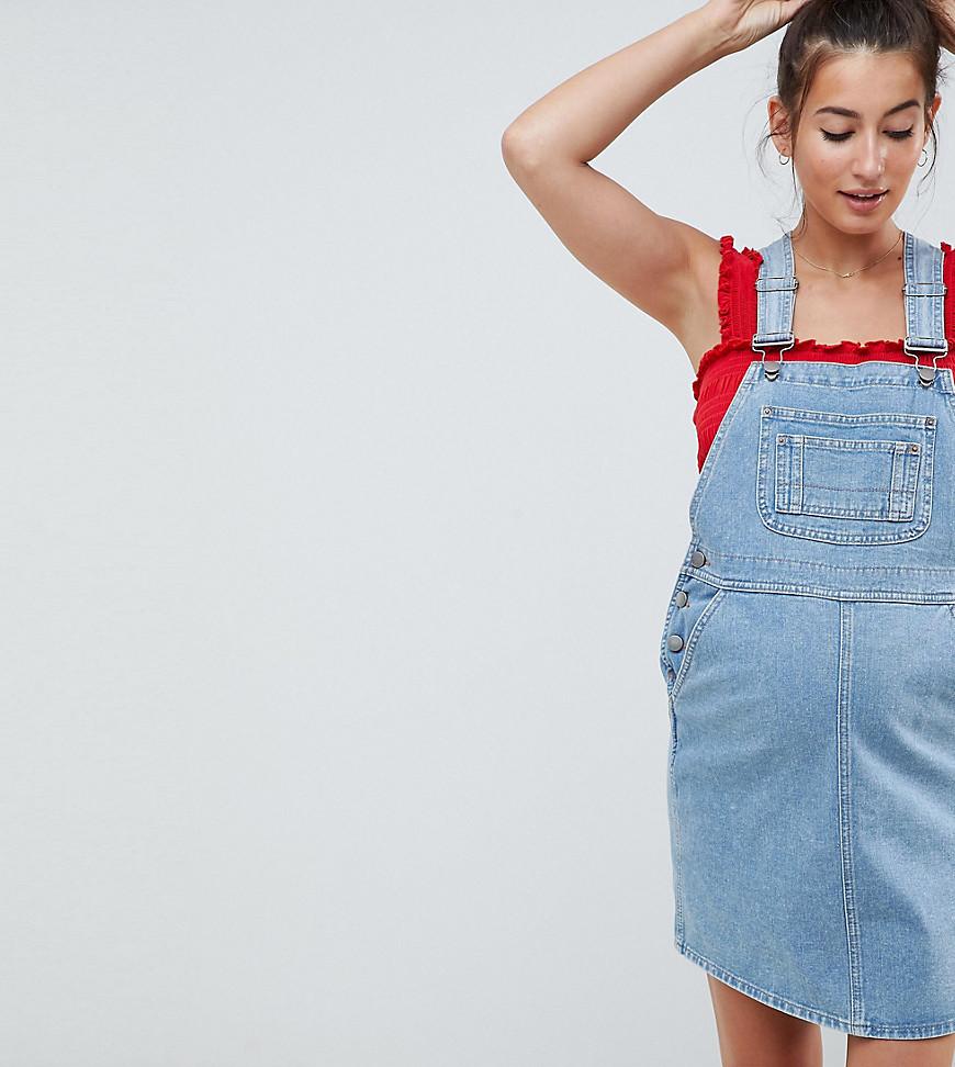 maternity denim overall dress