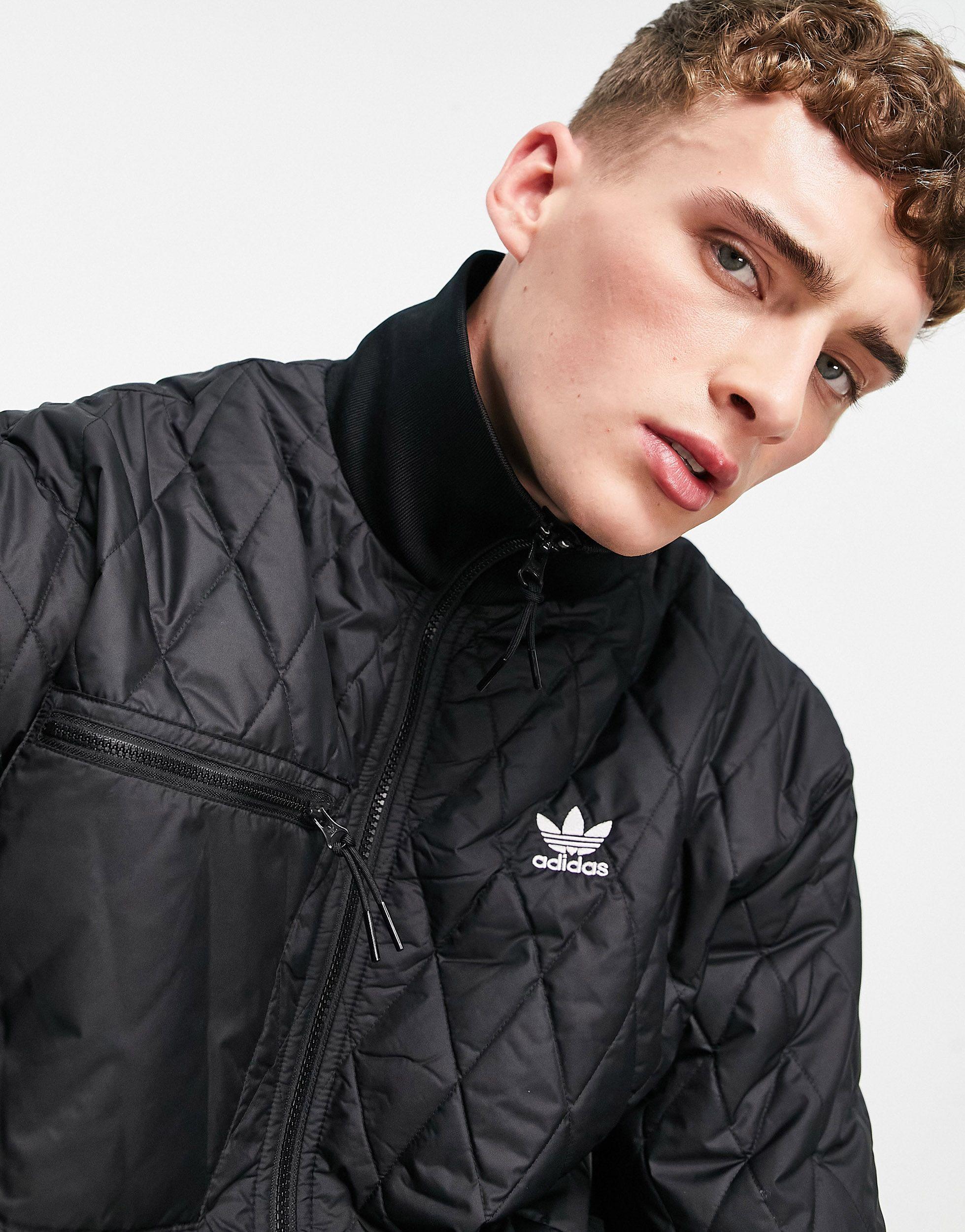 adidas Originals Adicolor Quilted Zip Through Jacket in Black for Men |  Lyst UK