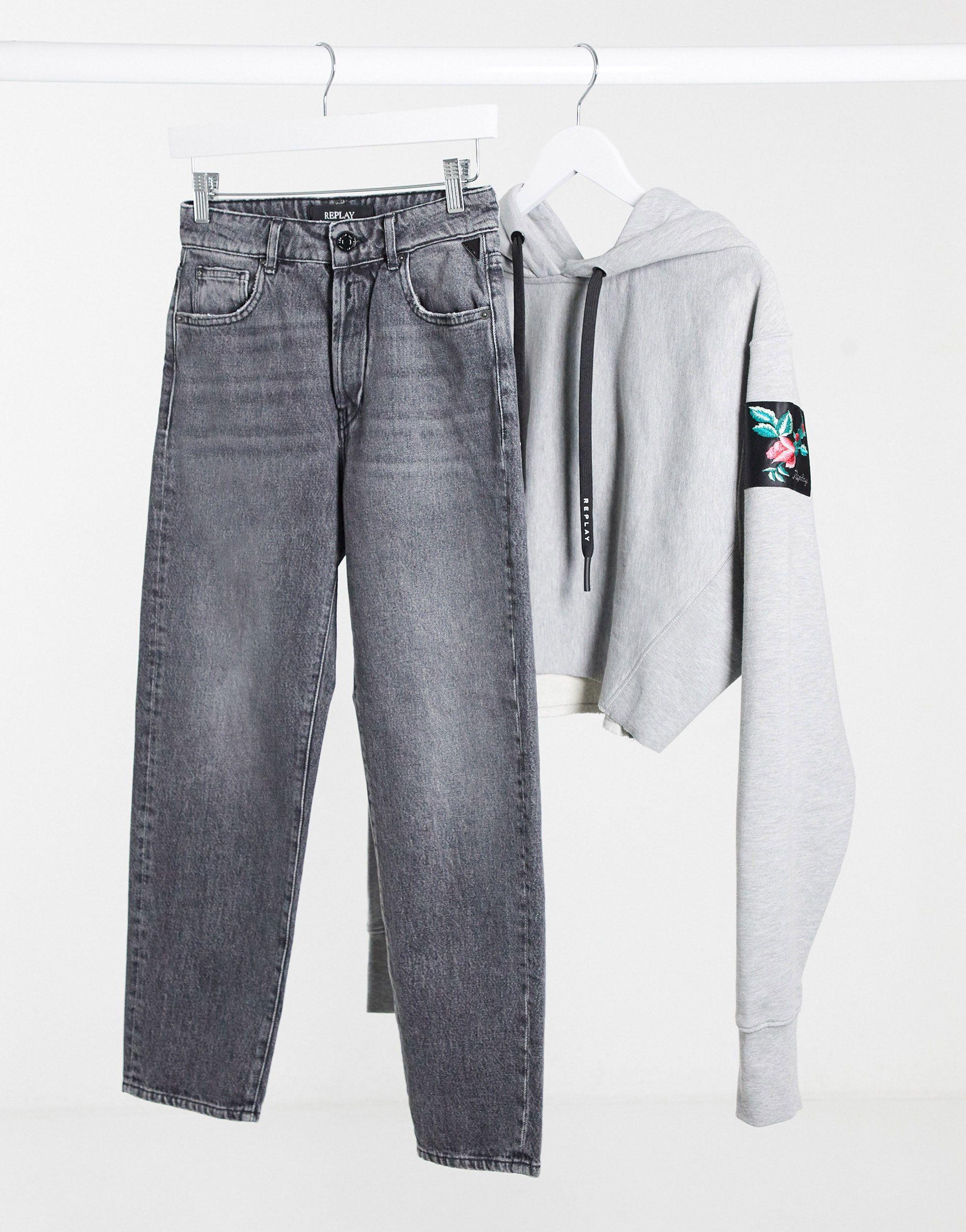 Tyna - Mom jeans grigio scuroReplay in Denim di colore Grigio | Lyst