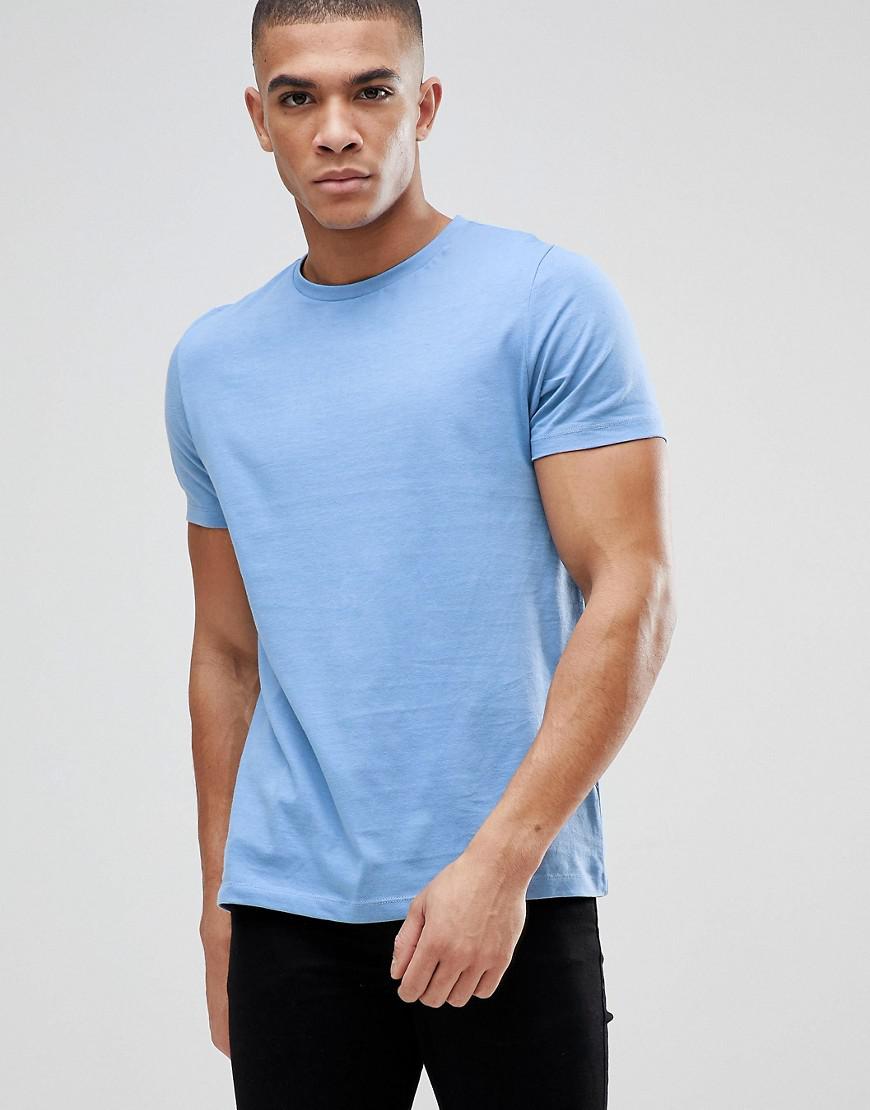 Lyst - Asos Muscle Fit T-shirt With Crew Neck in Blue for Men