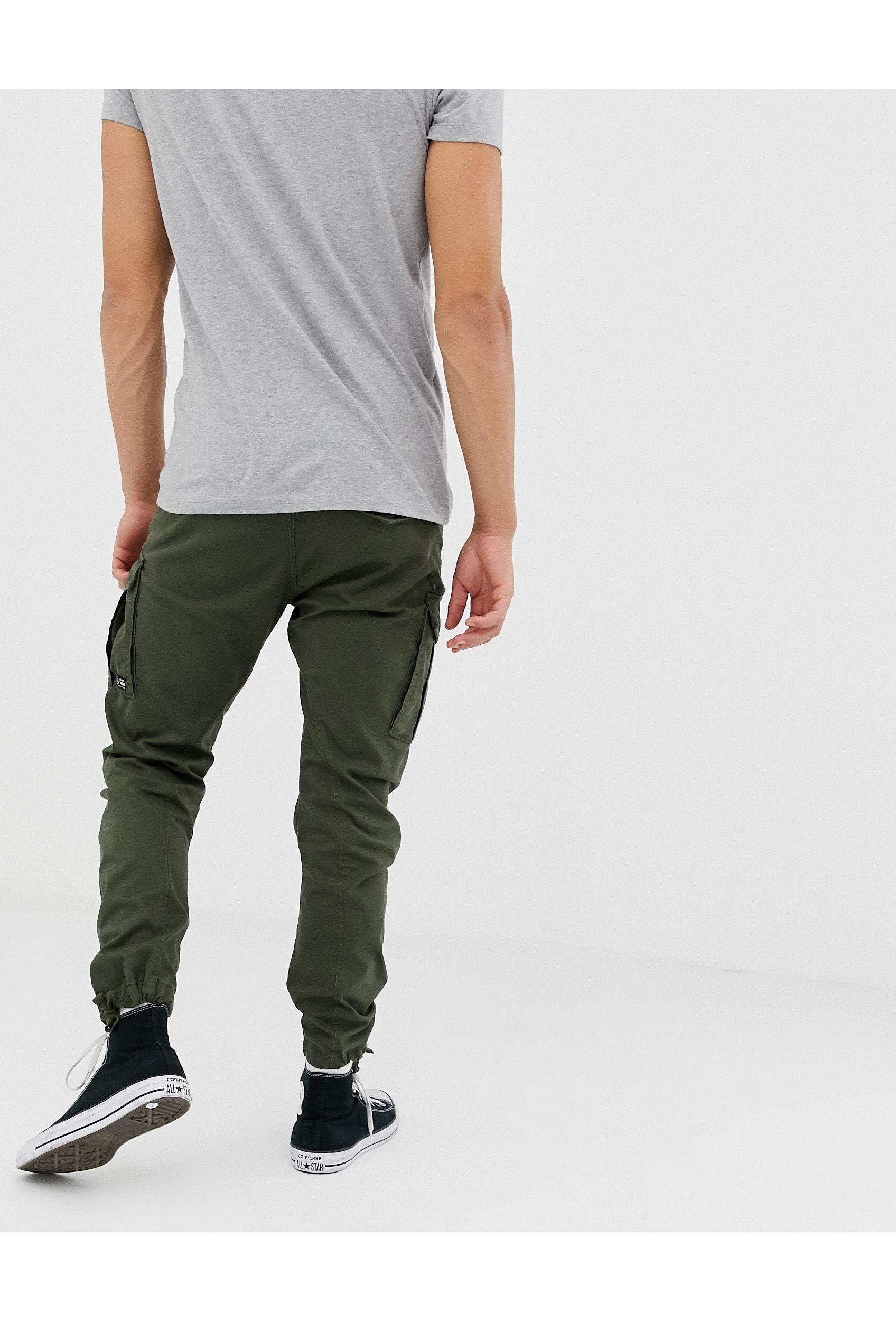 Jack & Jones Denim Intelligence Cargo Trousers in Green for Men | Lyst