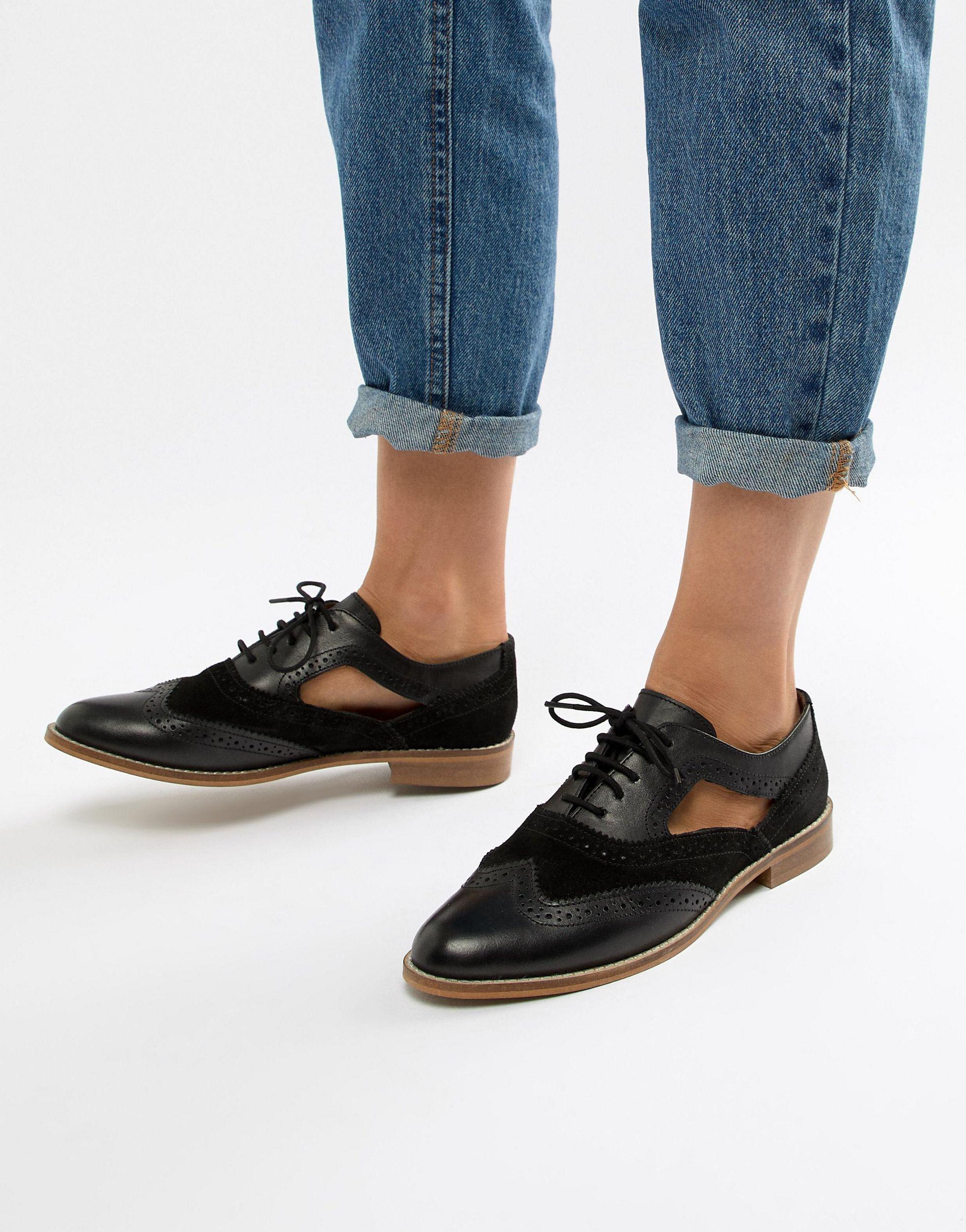 ASOS Milton Leather Flat Cut Out Brogue 