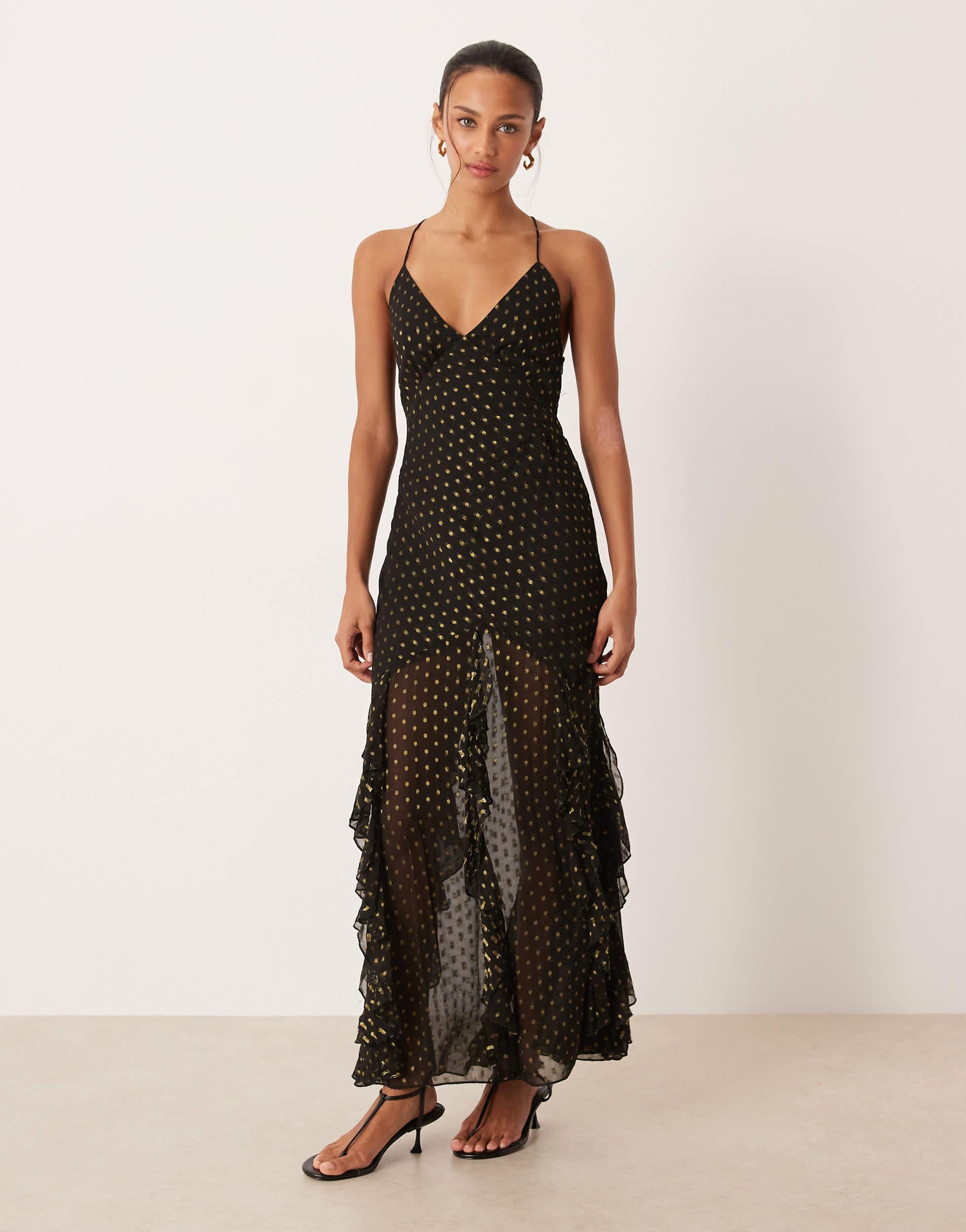 Robe Midi En Tulle For Love & Lemons Dorée - Taille S Neuve Avec étiquettes - Style Jardin Féerique