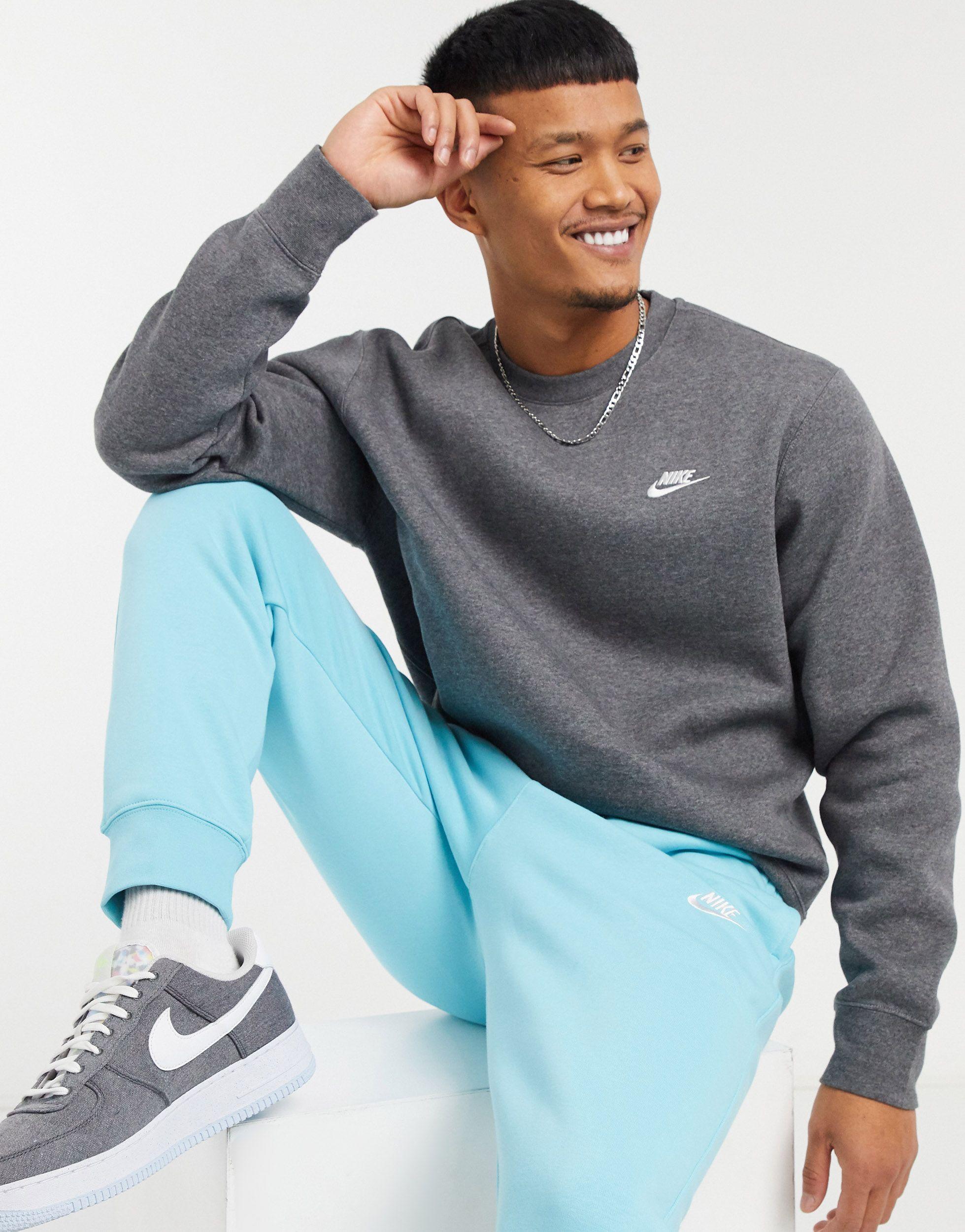 Nike Club Crew Neck Sweatshirt in Grey (Gray) for Men - Lyst