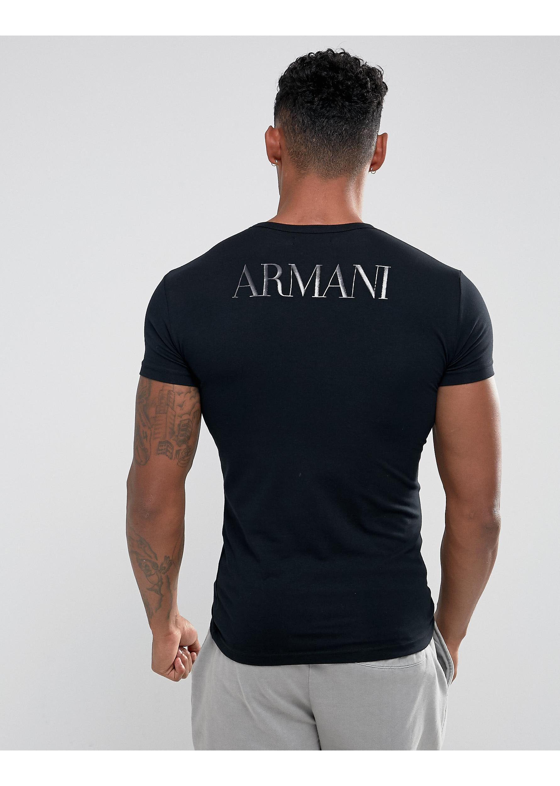 T-shirt confort avec logo texte Emporio Armani pour homme en coloris Noir |  Lyst