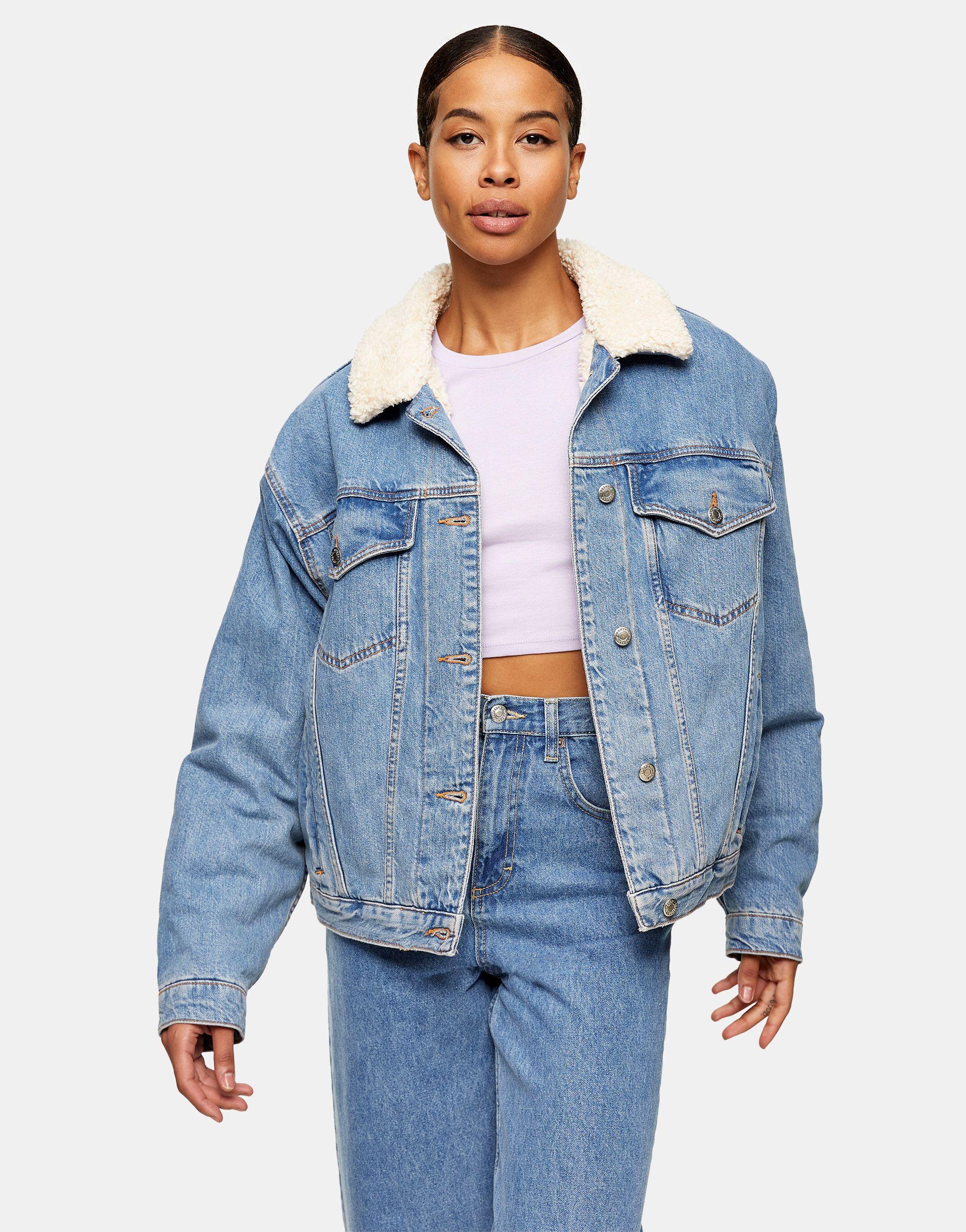 oversized lined denim jacket