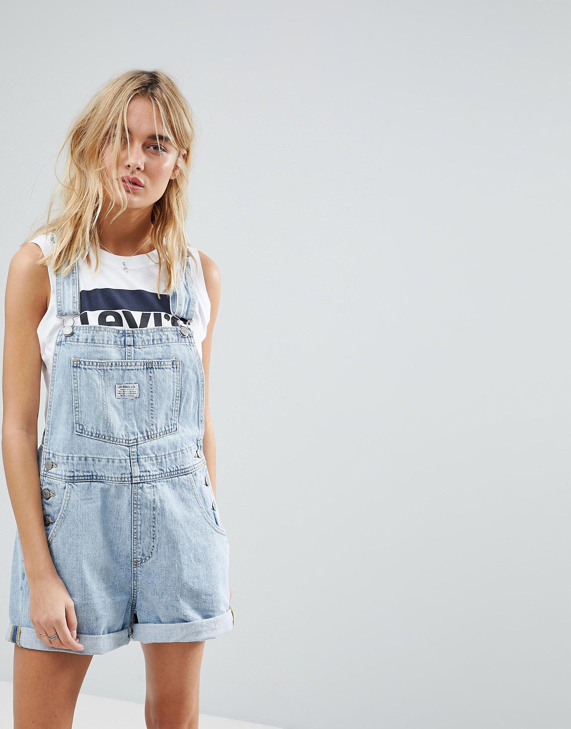 Vintage Style Denim Short Dungaree 