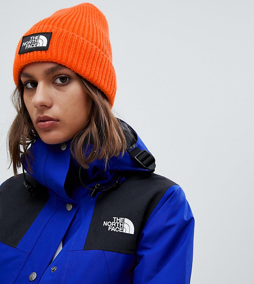 The North Face Synthetic Logo Box Cuffed Beanie Hat In Orange - Lyst