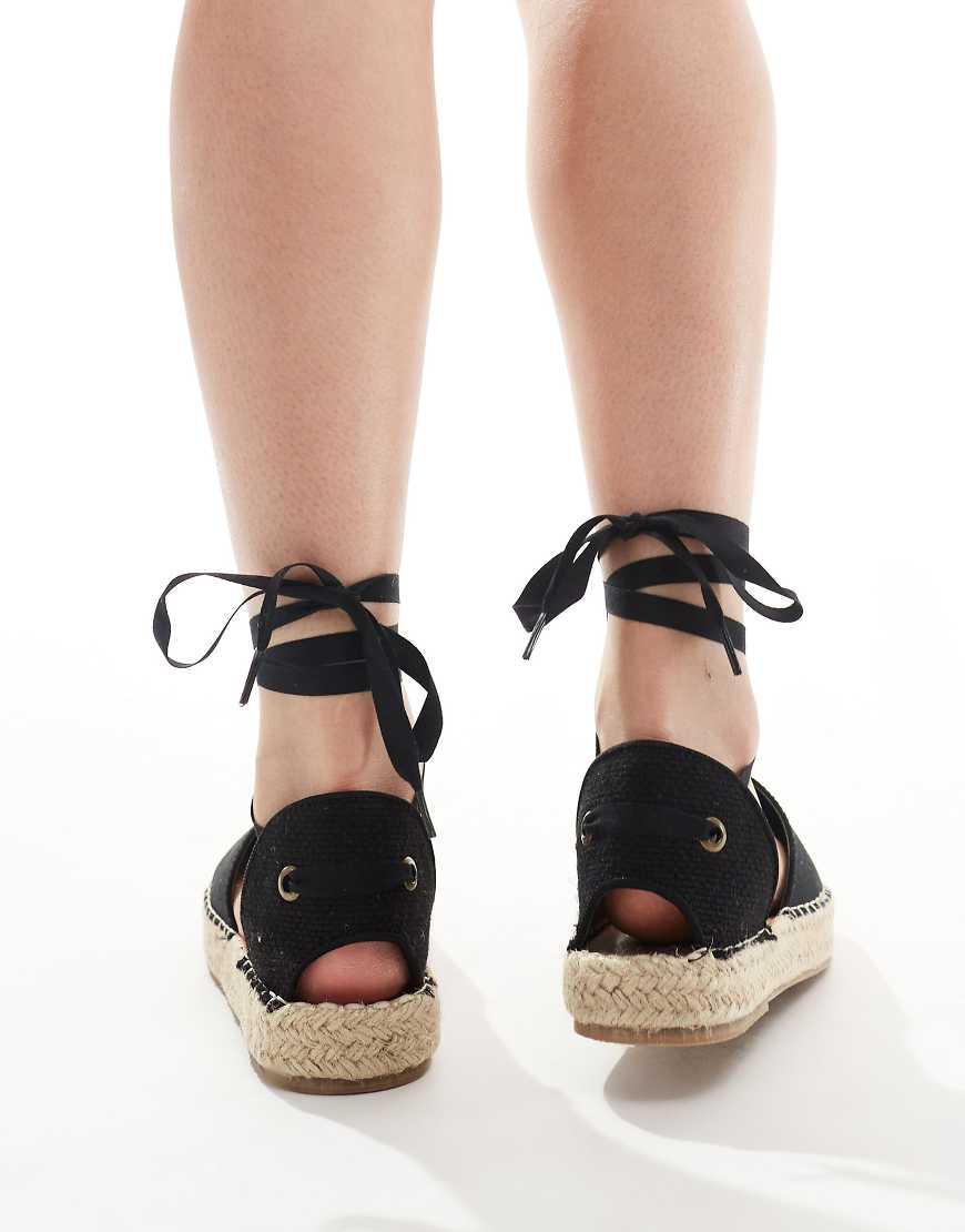 Truffle Collection Ankle Tie Espadrilles in Black Lyst UK