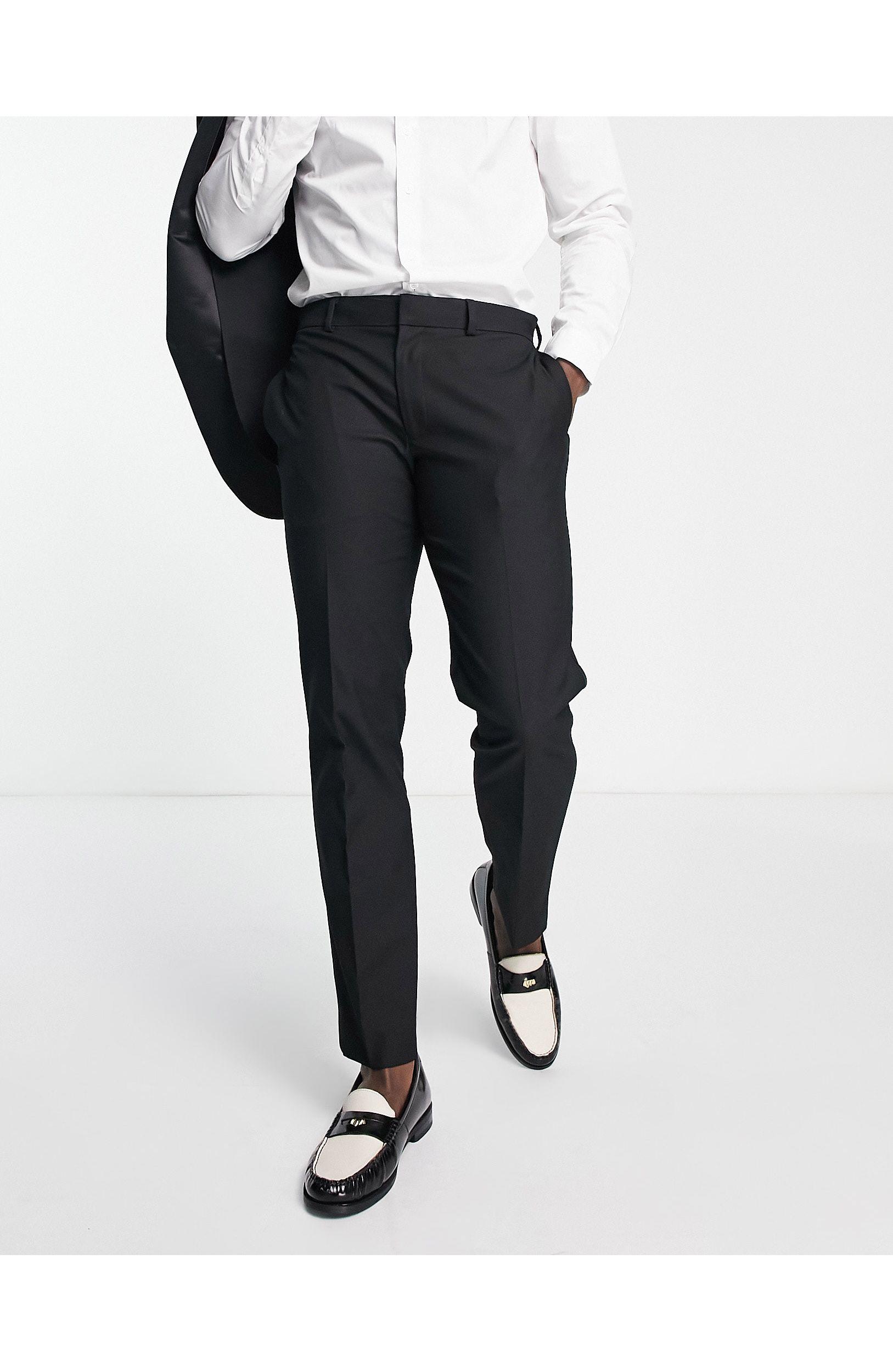 River Island Tuxedo Suit Pants in Black for Men Lyst