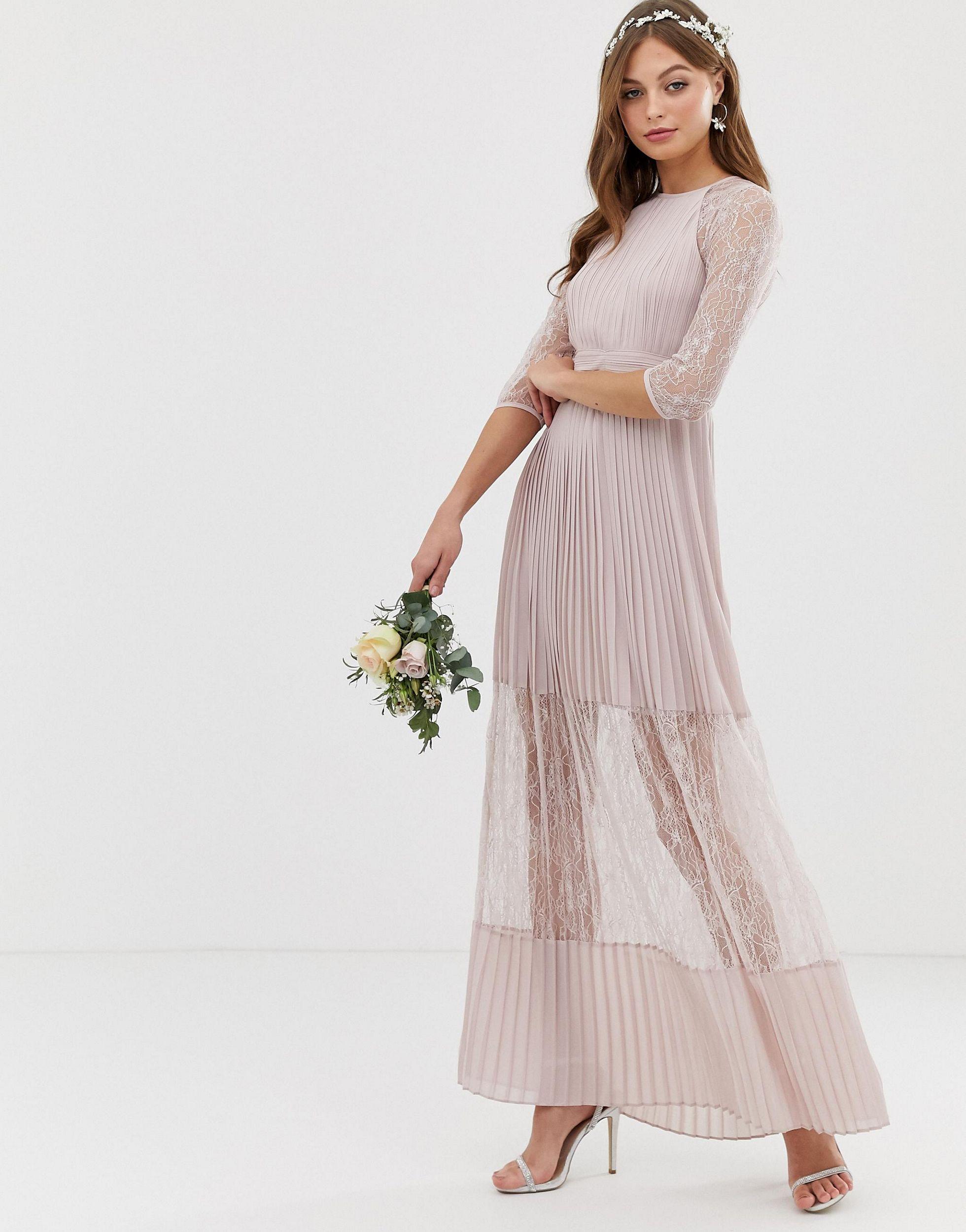 tfnc sleeveless maxi bridesmaid dress with pleated skirt