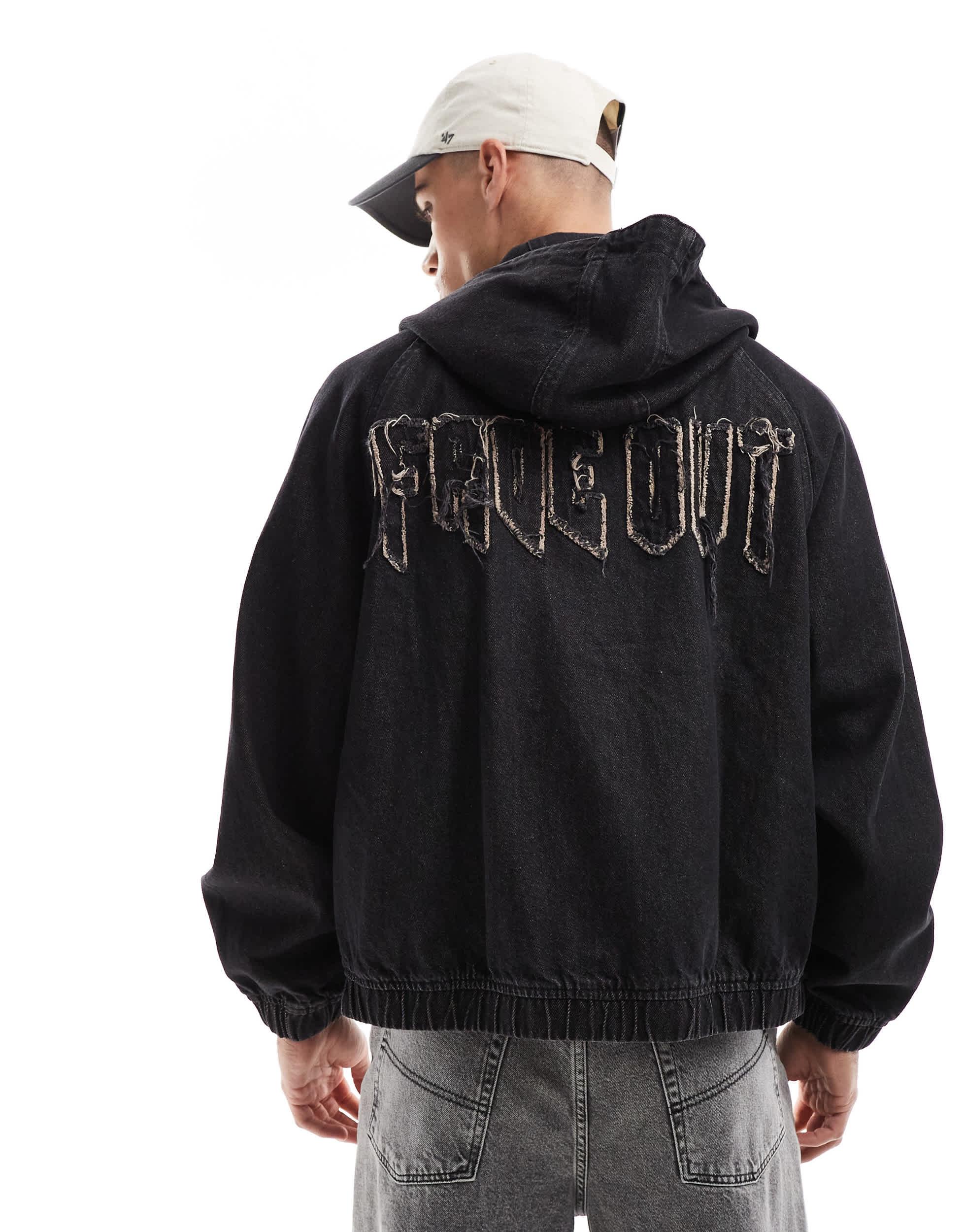 Veste oversize a capuche en jean brut Bershka pour homme en coloris Noir Lyst