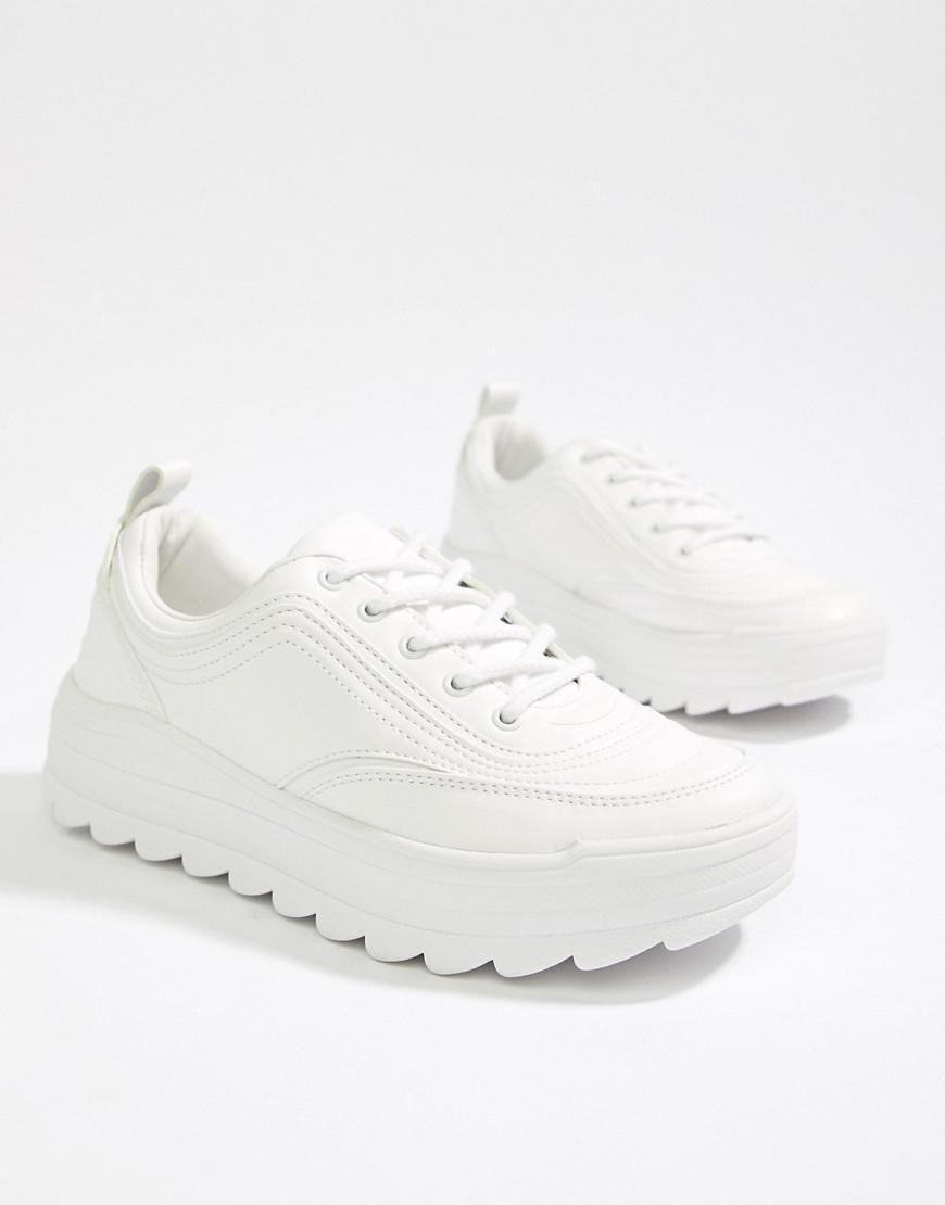 bershka white platform sneakers