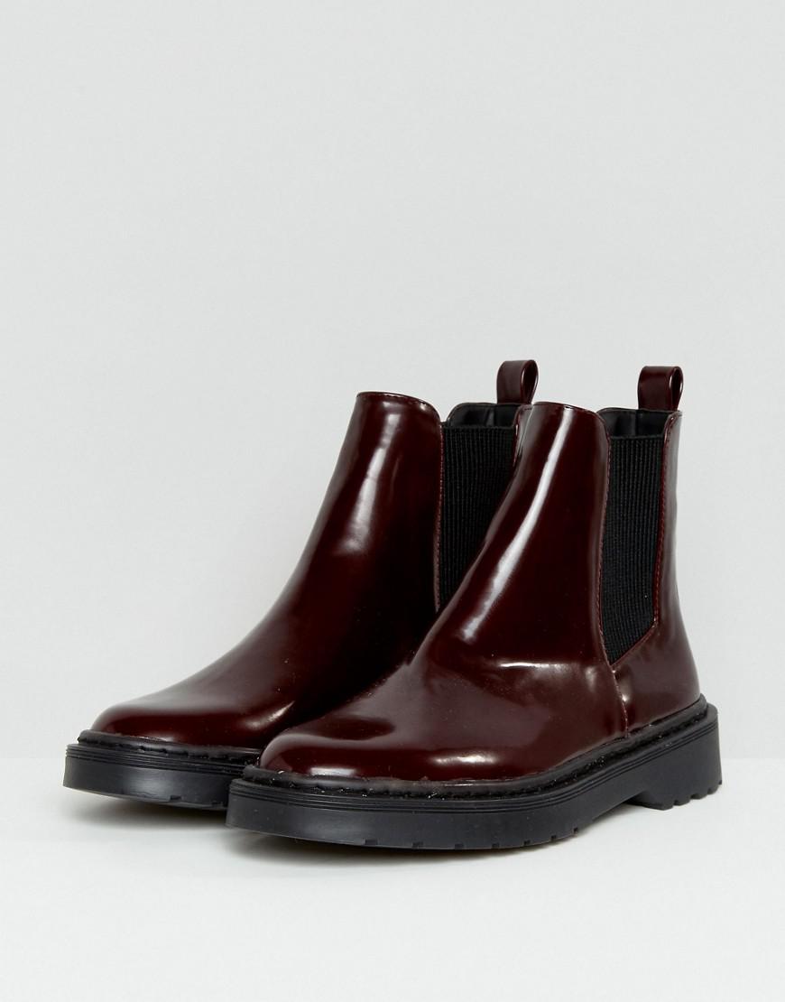 Pimkie Denim Chunky Sole Chelsea Boots in Red - Lyst
