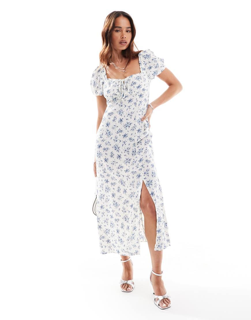 New Look Floral Milkmaid Midi Dress in White Lyst UK