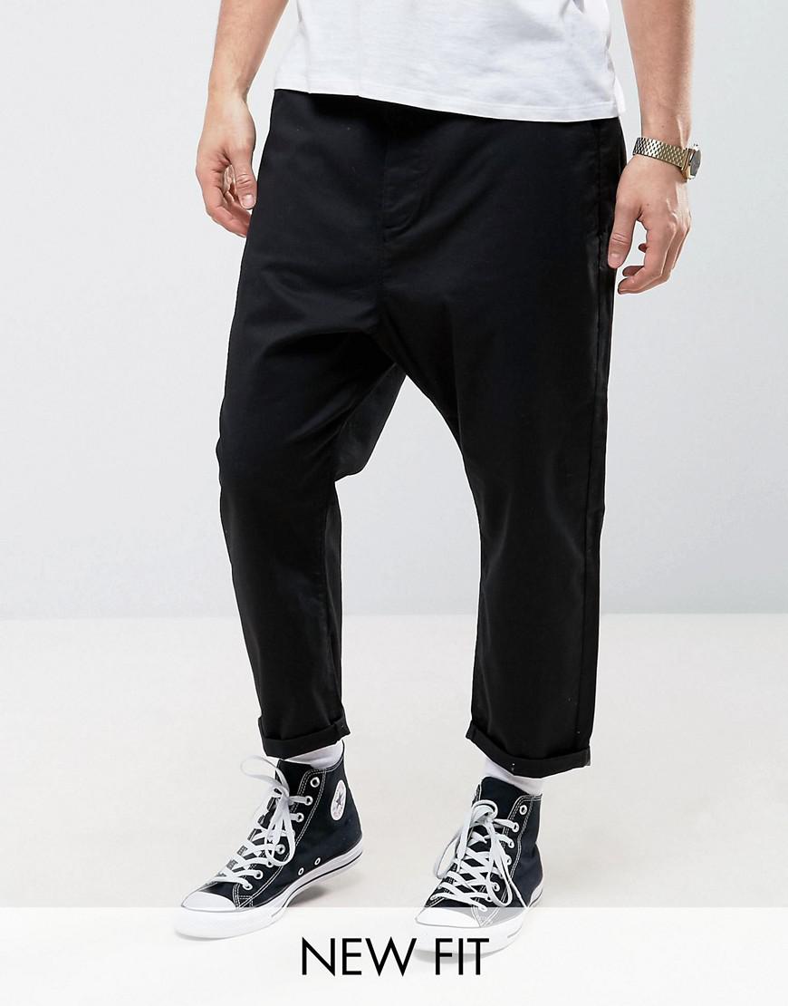 ASOS Cotton Asos Oversized Tapered Chino In Black for Men Lyst