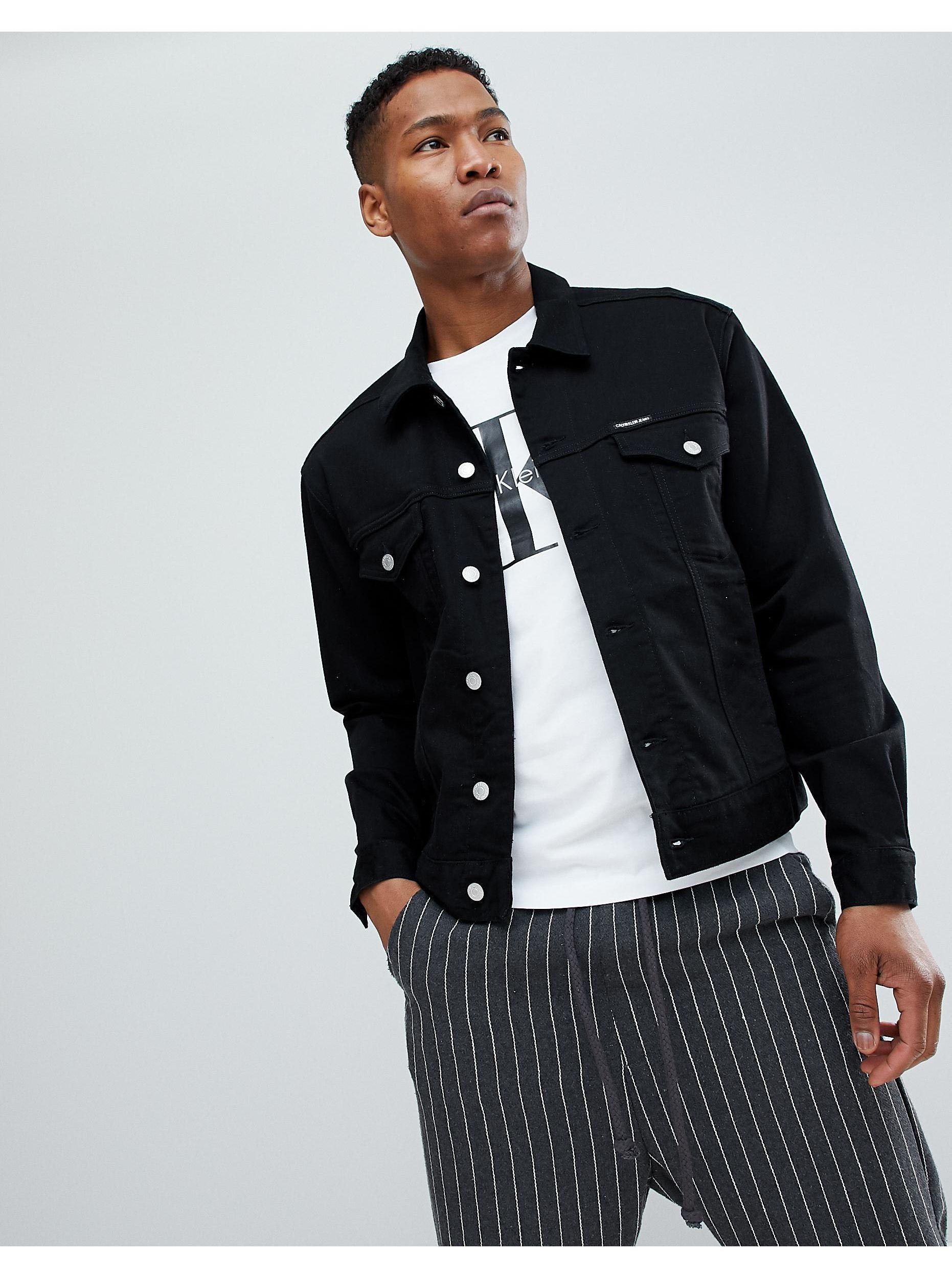 Calvin Klein Stretch Denim Jacket With Logo Back Patch in Black for Men |  Lyst Canada