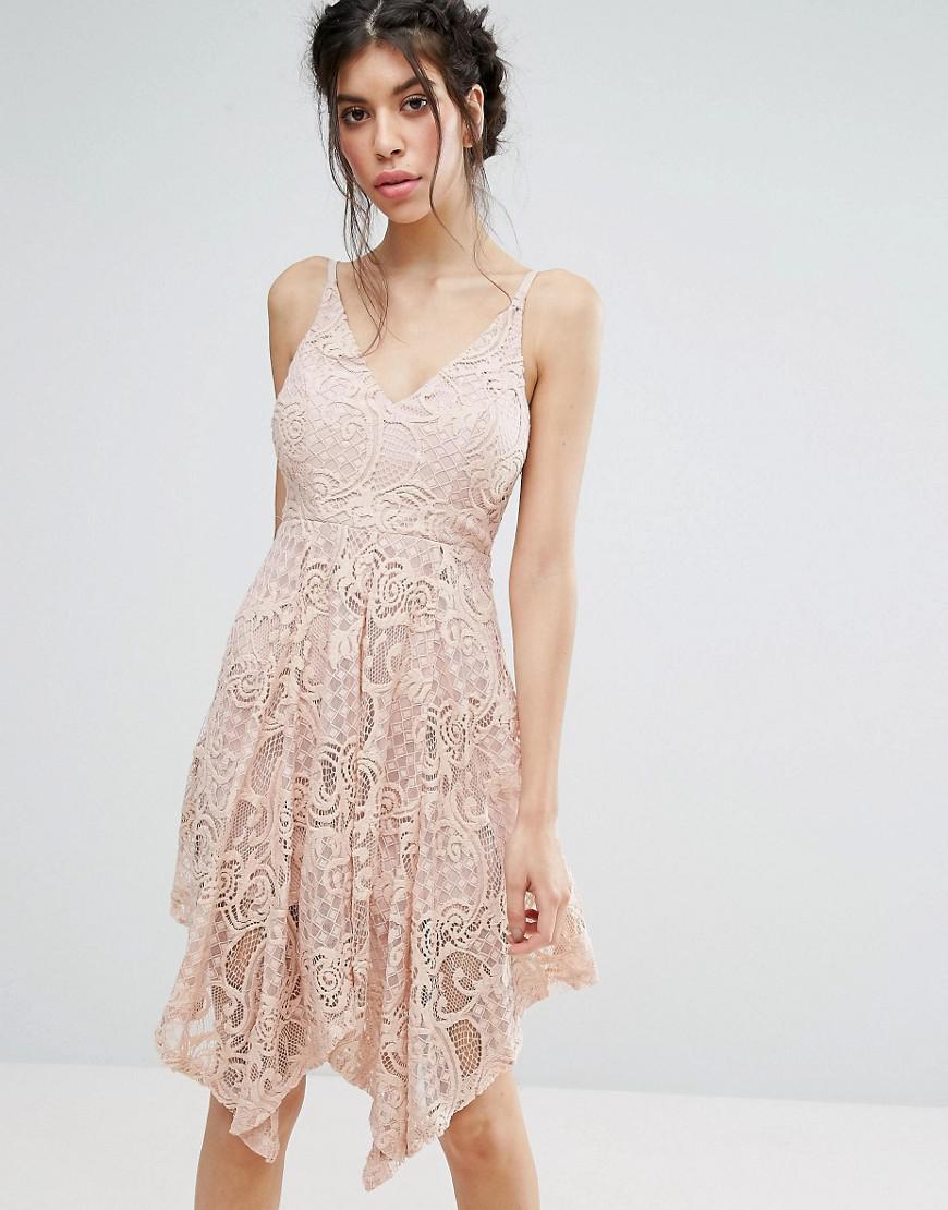 Love Triangle  Lace  Dress  With Hanky Hem in Pink Lyst