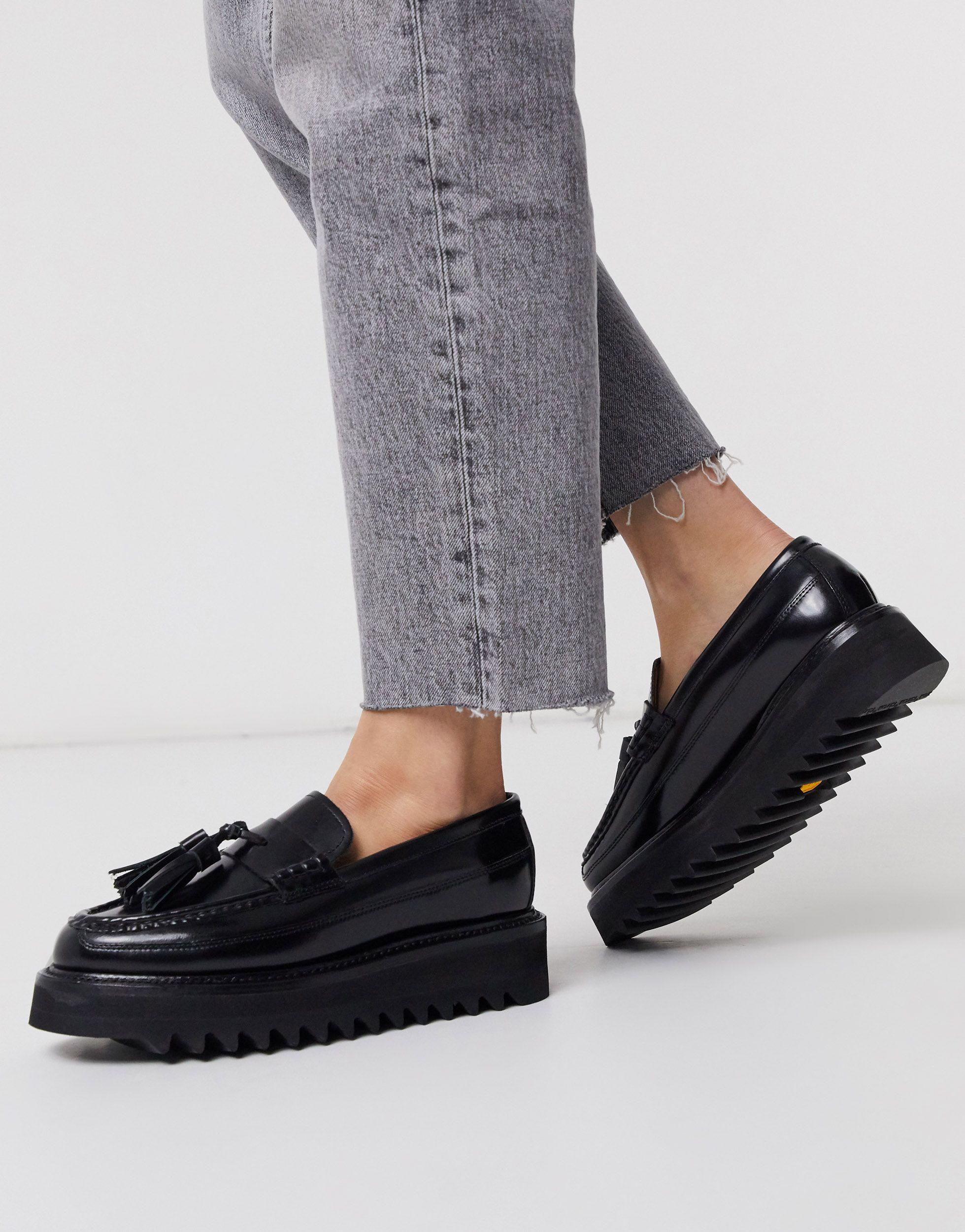 Grenson Brie Leather Chunky Loafers in Black | Lyst Canada