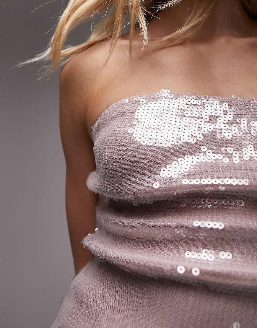 Strapless Topshop Silver Sparkly Dress Top Shop Sparkly Silver