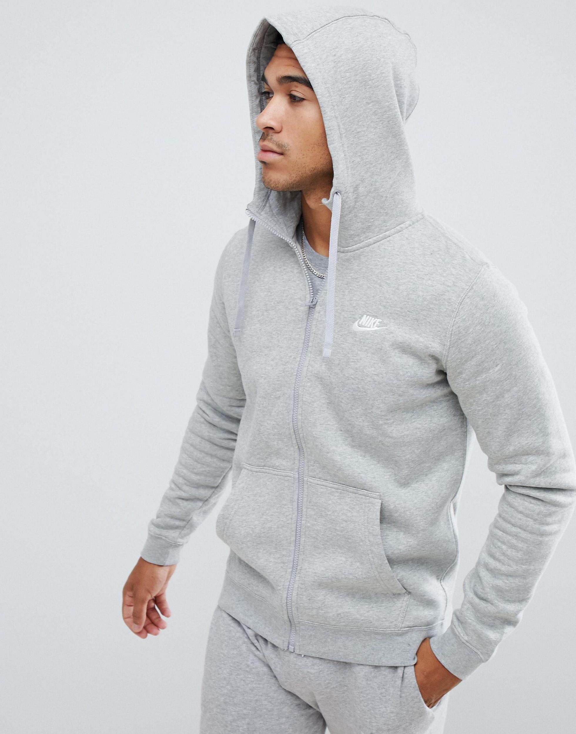 Nike Club Zip-through Hoodie in Grey for Men | Lyst Australia