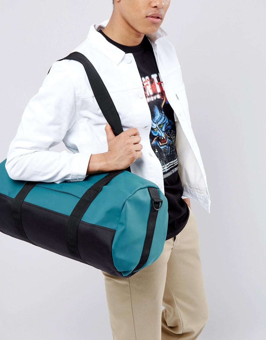 Rains Green Duffle Bag In Dark Teal For Men