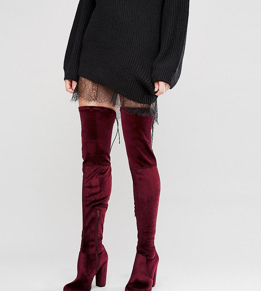 high knee boots red