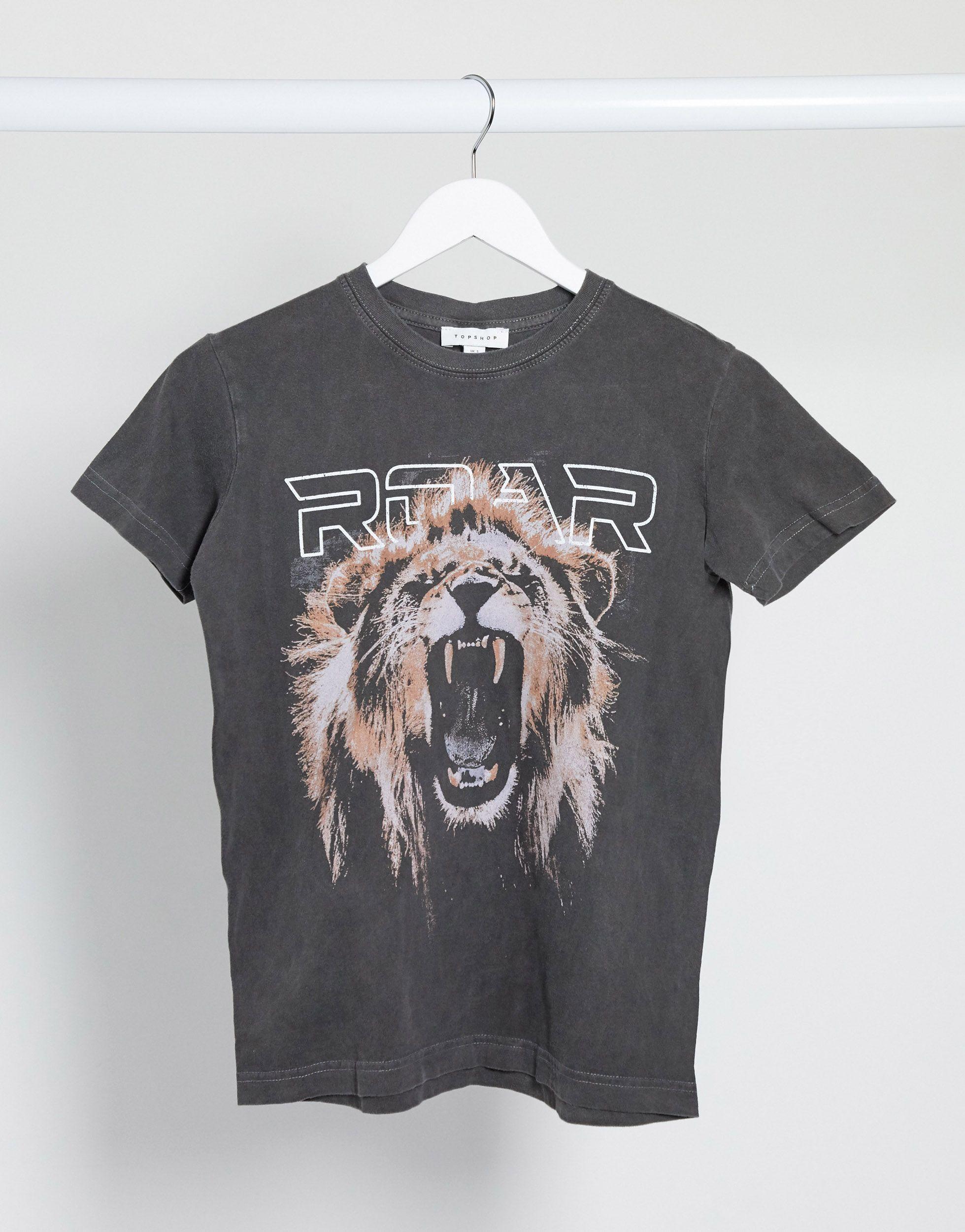 black shirt with lion motif