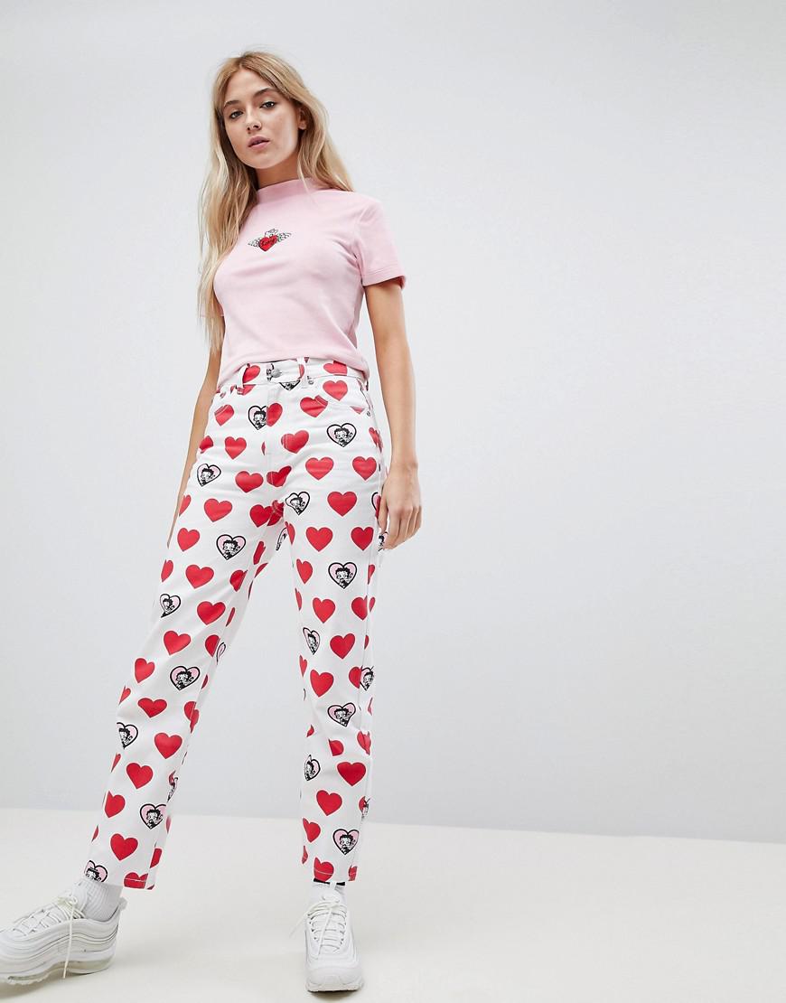 Lazy Oaf X Betty Boop Jeans In Heart Print in White | Lyst