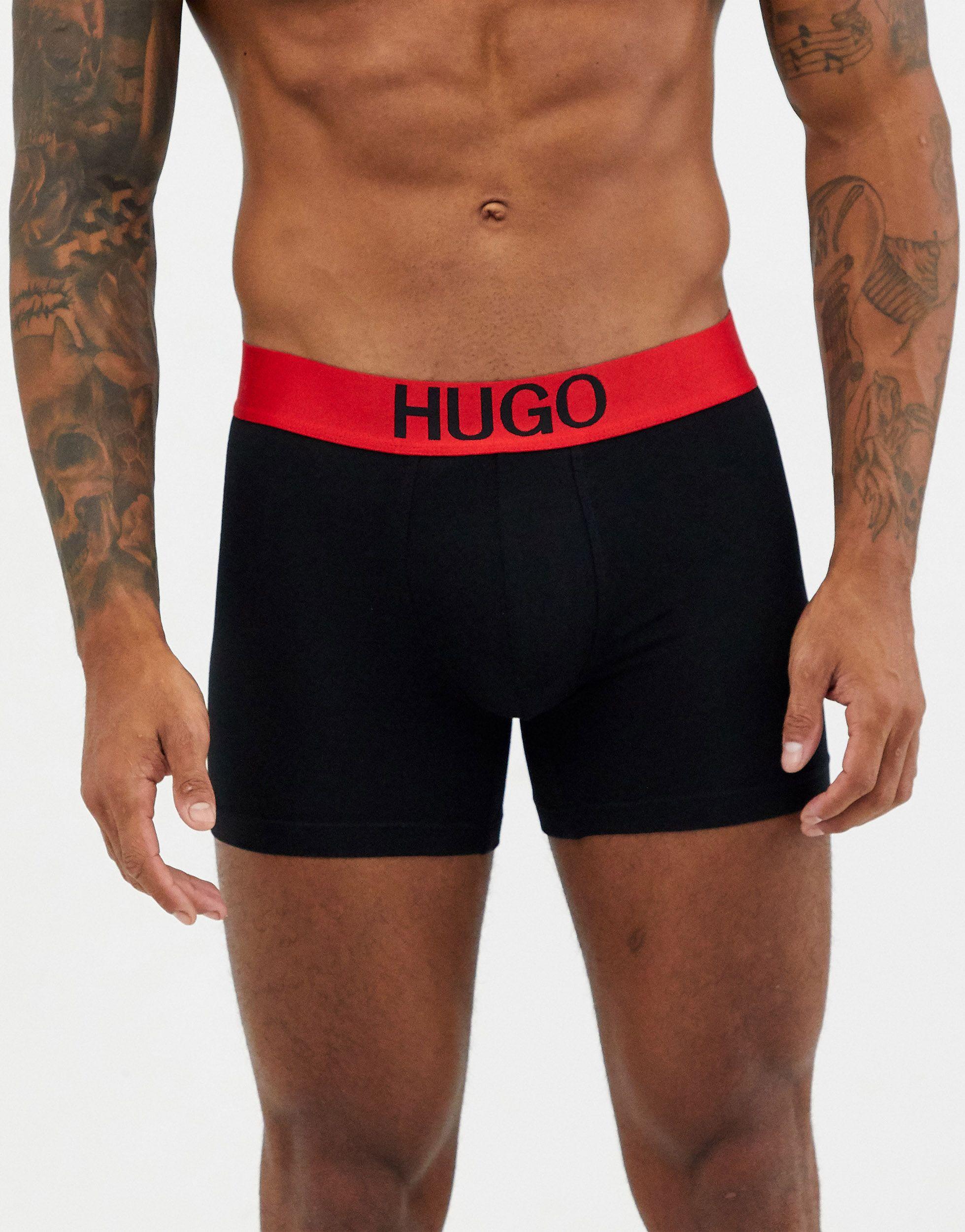 HUGO - Stretch-cotton briefs with red logo label