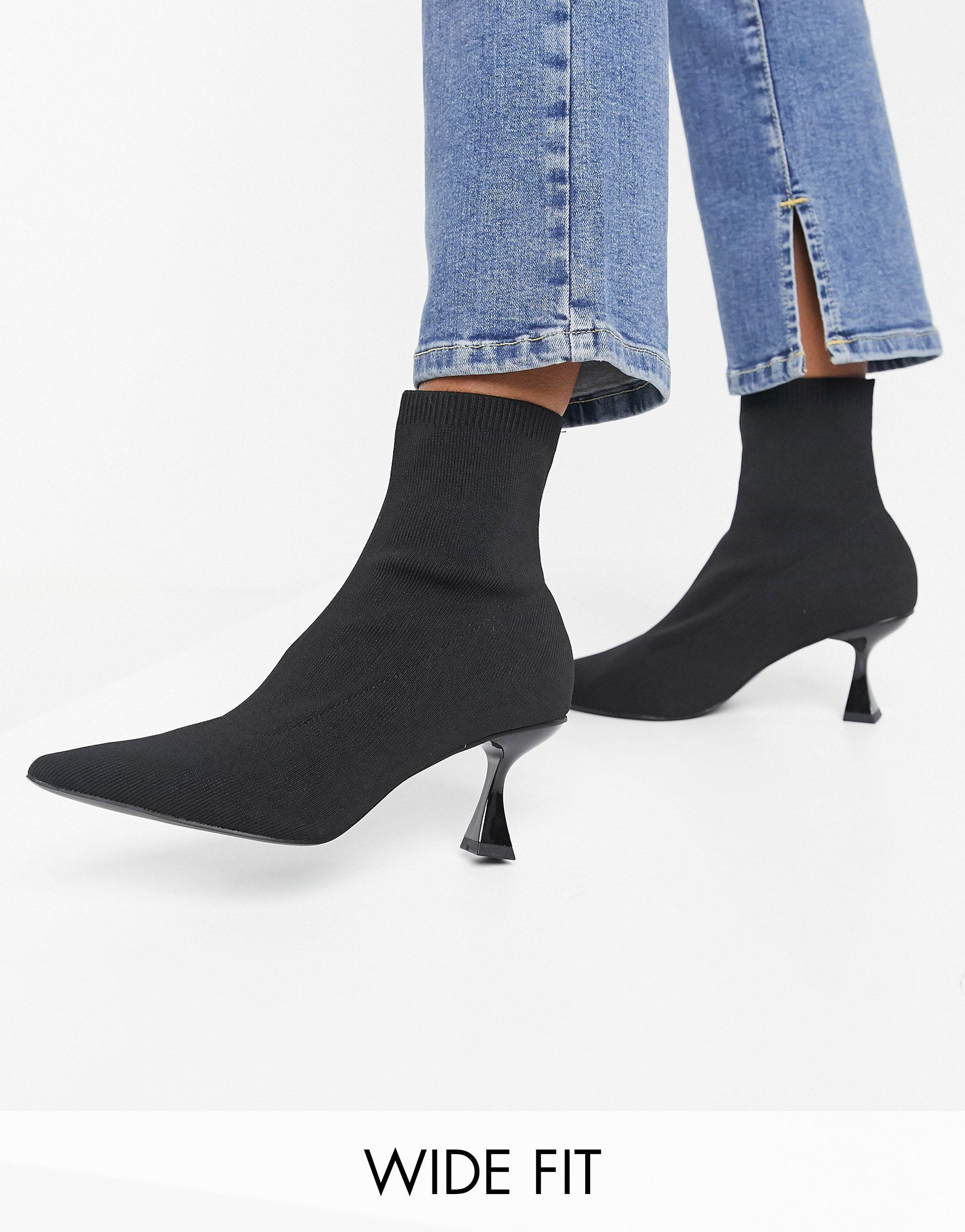 wide width kitten heel booties