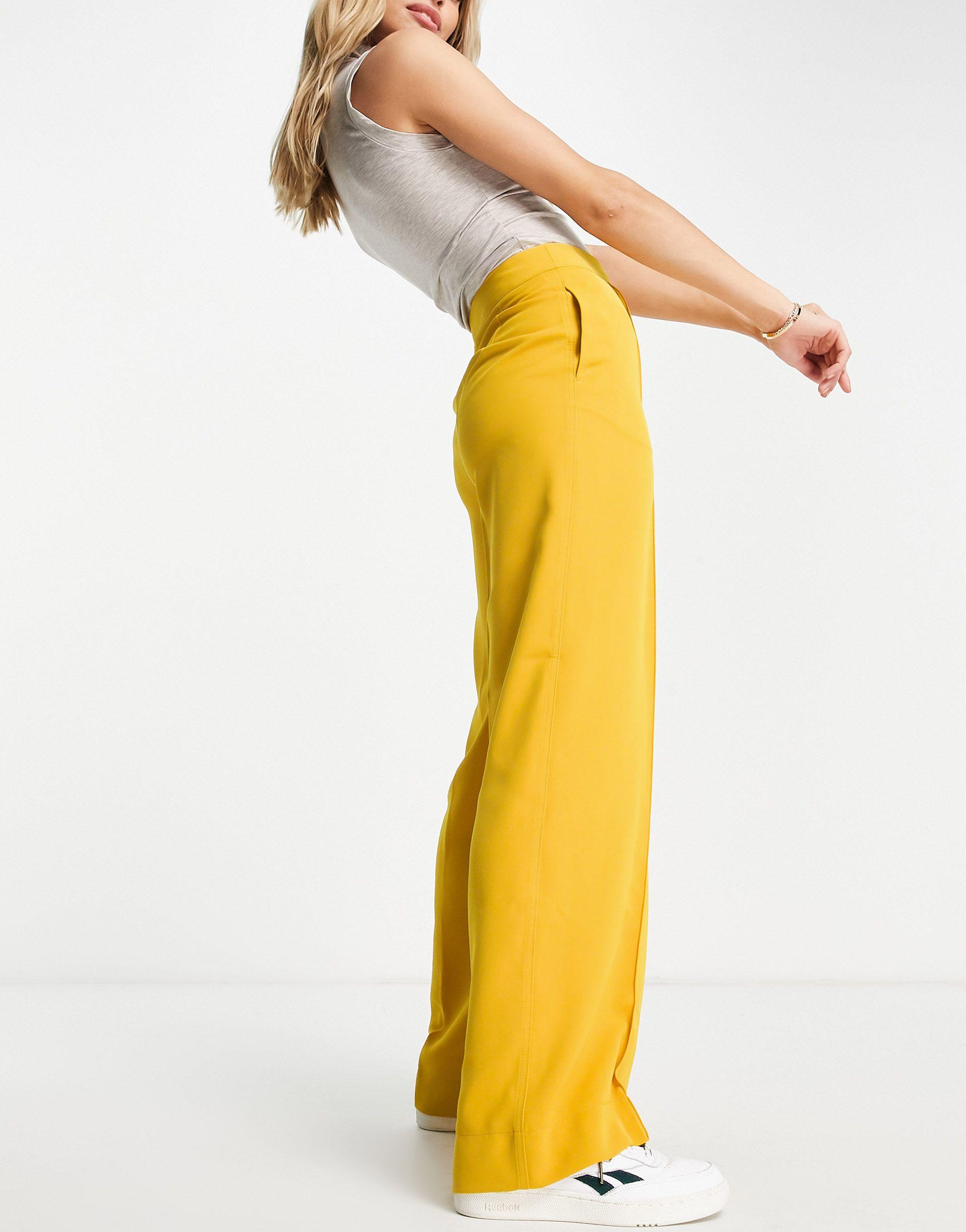 TOPSHOP Wide Leg Trouser in Yellow | Lyst